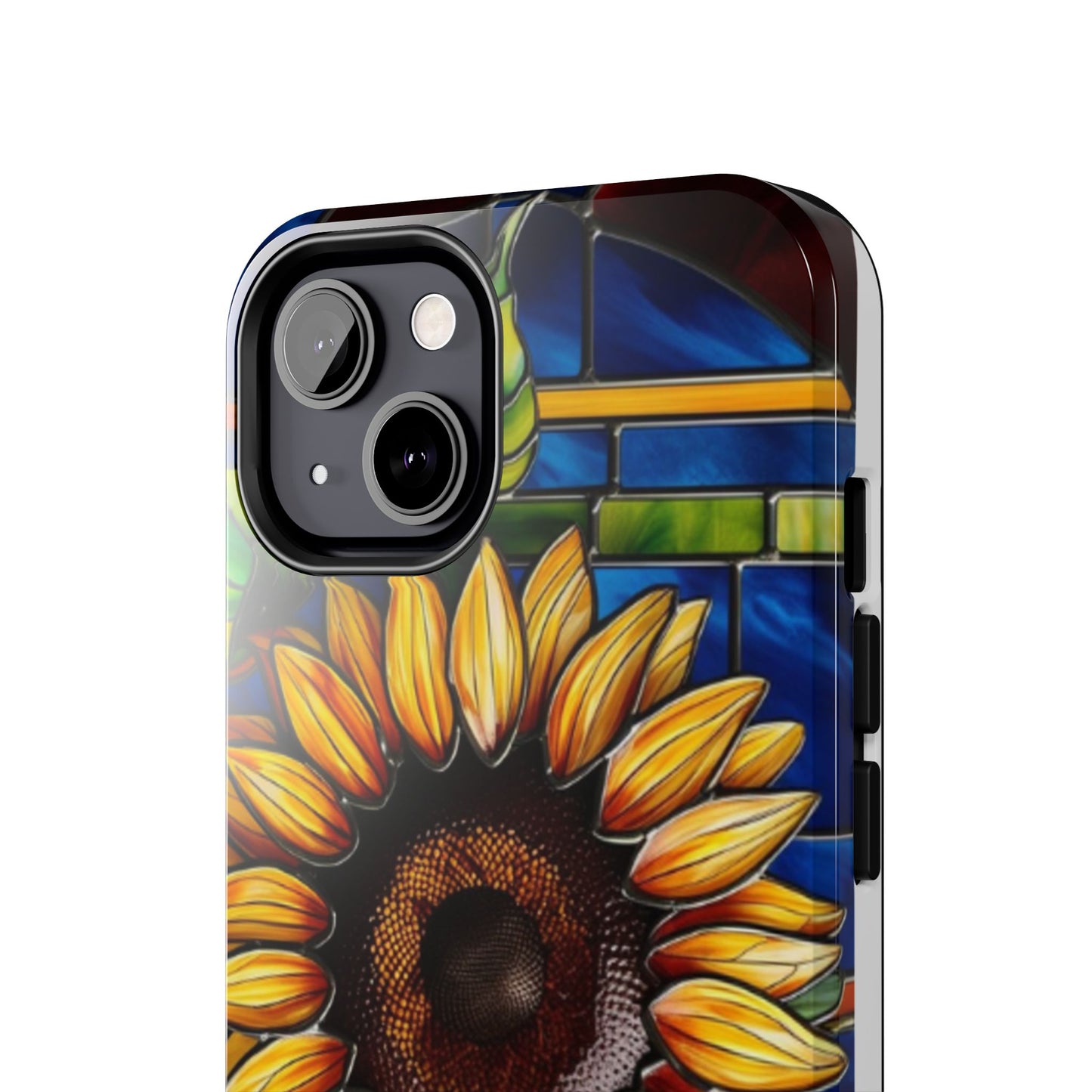 Vibrant Sunflower Tough Phone Case with Stained Glass Effect - Durable & Stylish Protection