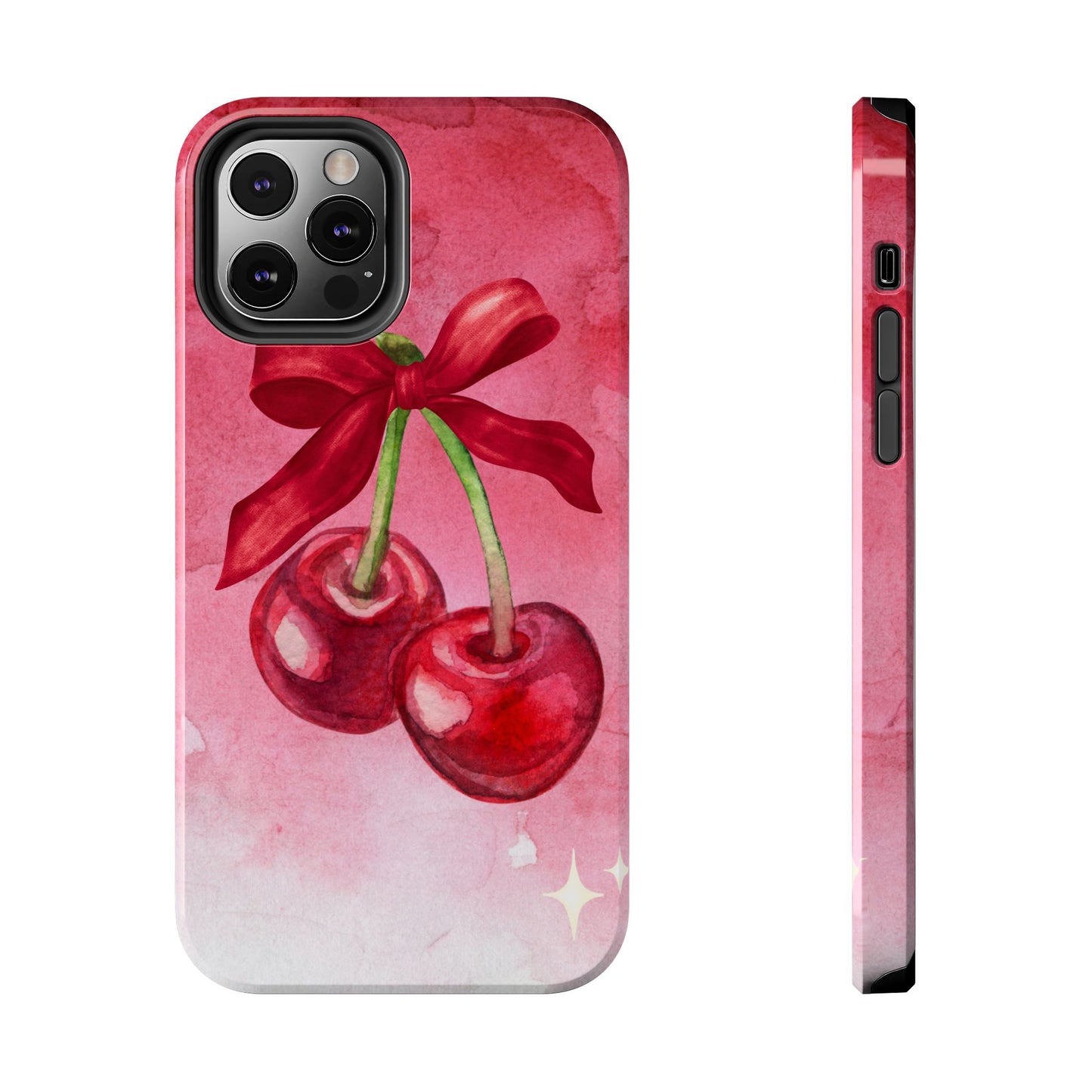Red Watercolor Cherry and Bow Phone Case