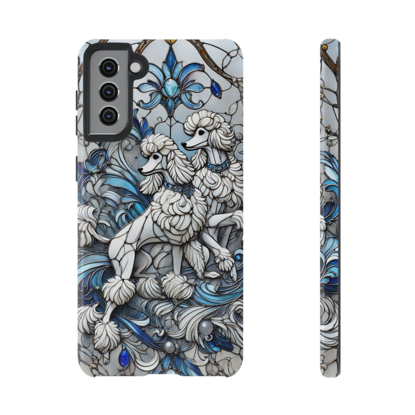 Phone Case - Elegant Blue and White Poodle Art for Samsung Phone