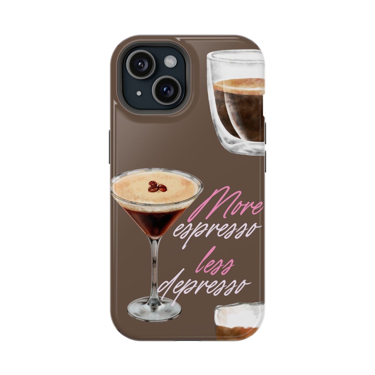 Coffee Quote MAGNETIC Tough Cases, More Espresso Less Depresso Cute Coffee Lover Gifts