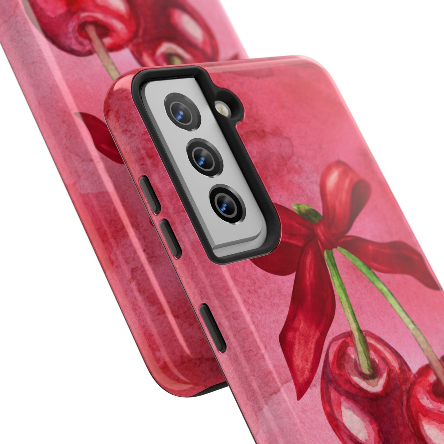 Red Watercolor Cherry and Bow Phone Case