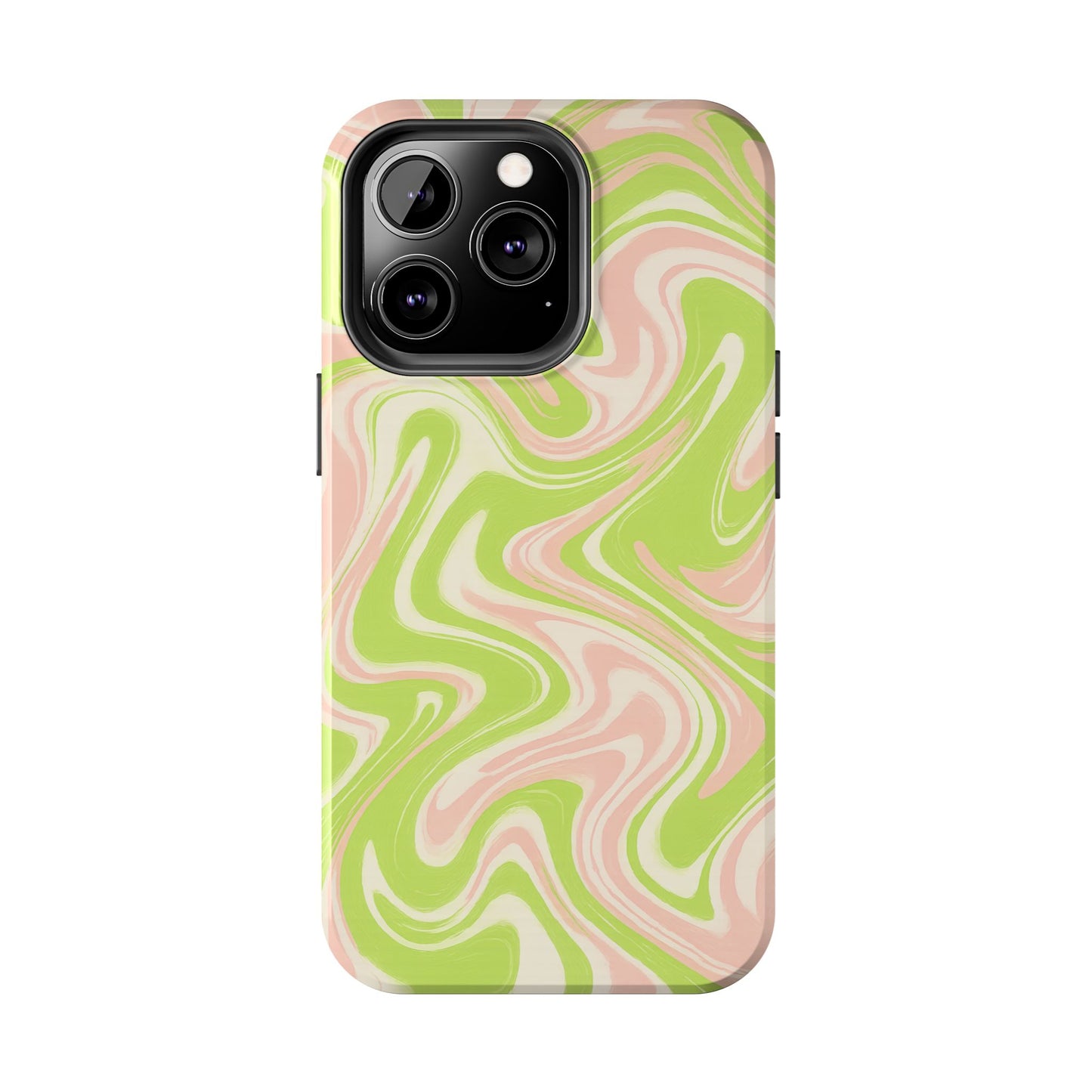Pink & Green Stylish Tough Phone Case, Durable Protection, Gift for Friends, Colorful Marble Design