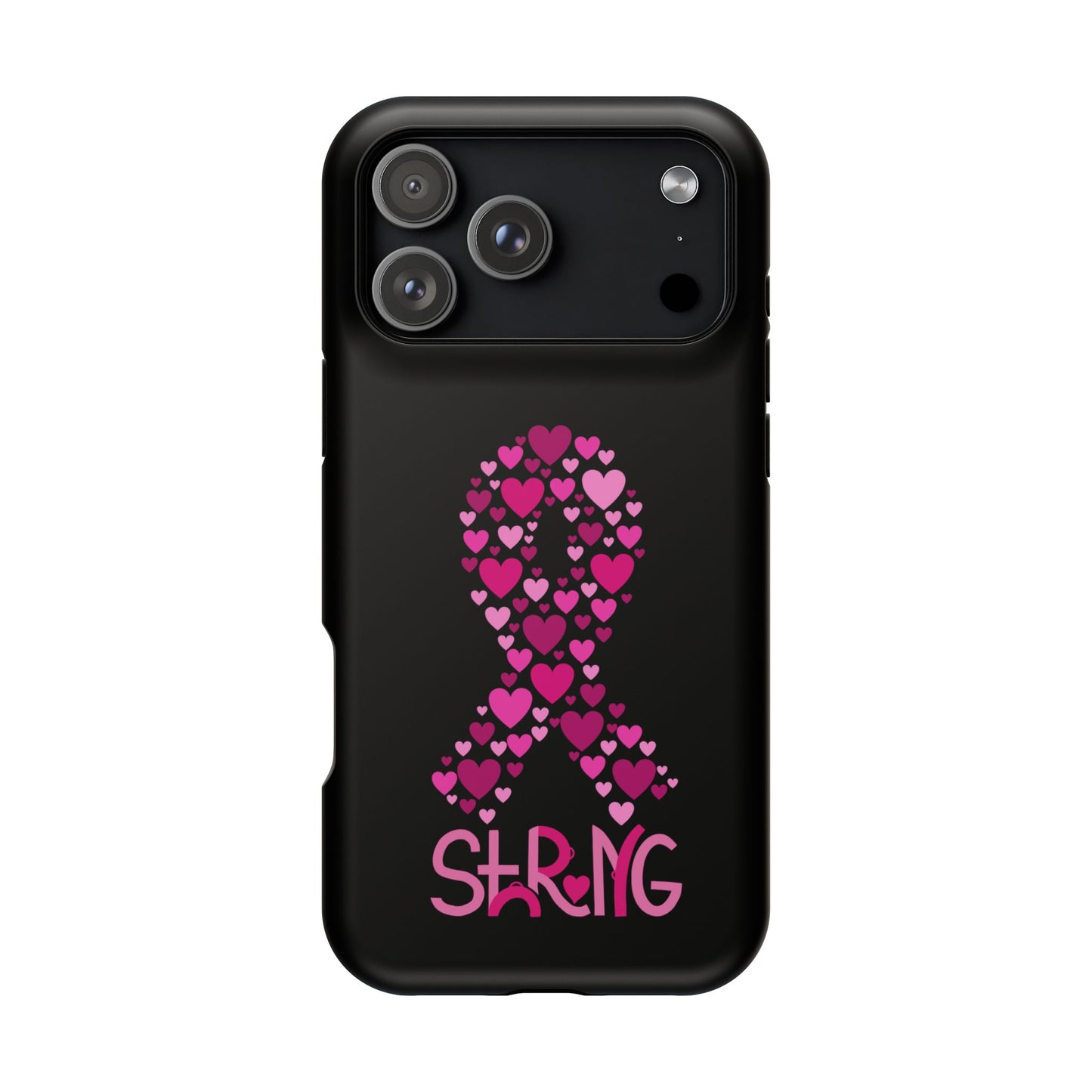 Pink Ribbon Magnetic Phone Case - Strong Heart Design, Cancer Awareness, Gift for Supporters for IPhone
