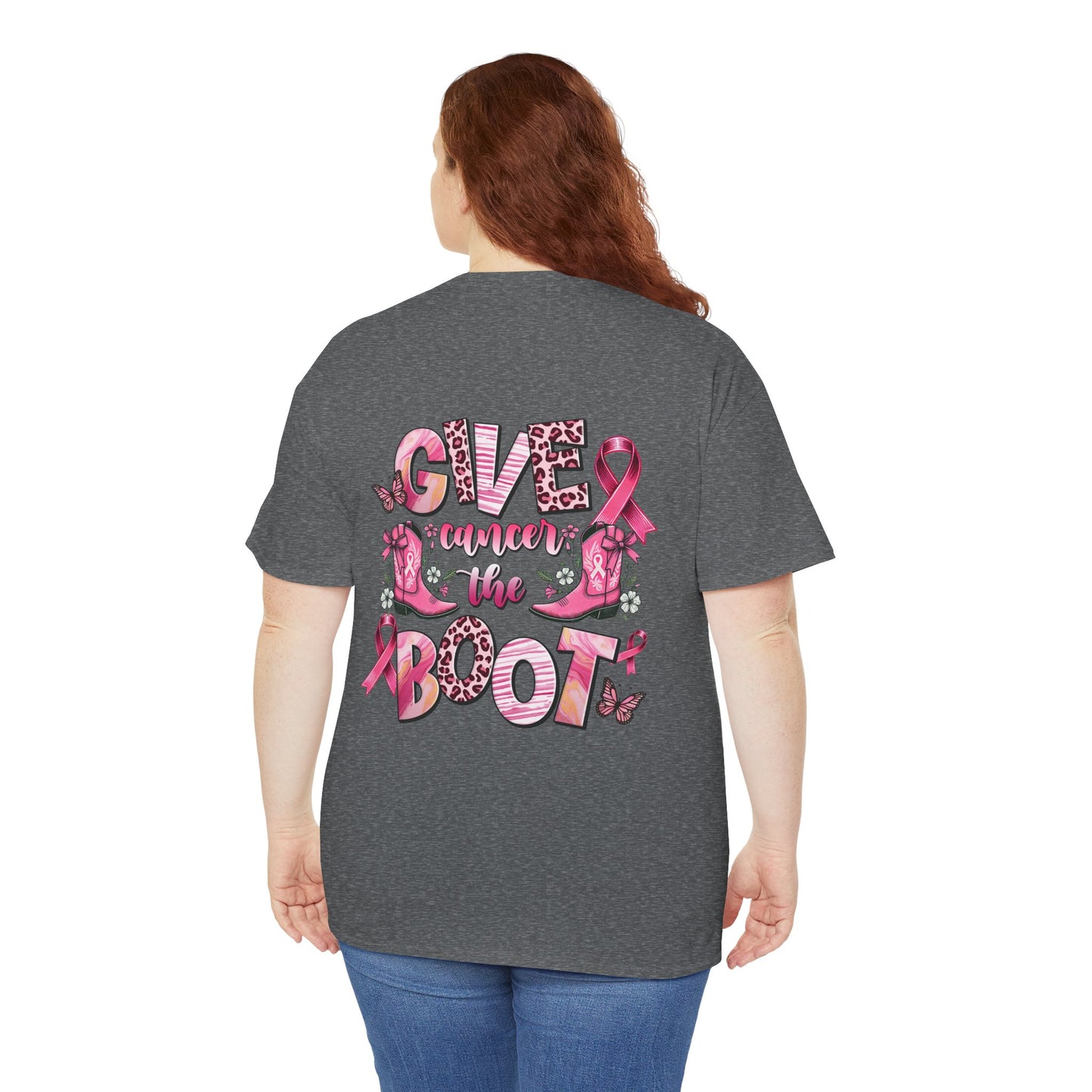 Breast Cancer Awareness Tee - "Give Cancer the Boot" Unisex Cotton Shirt
