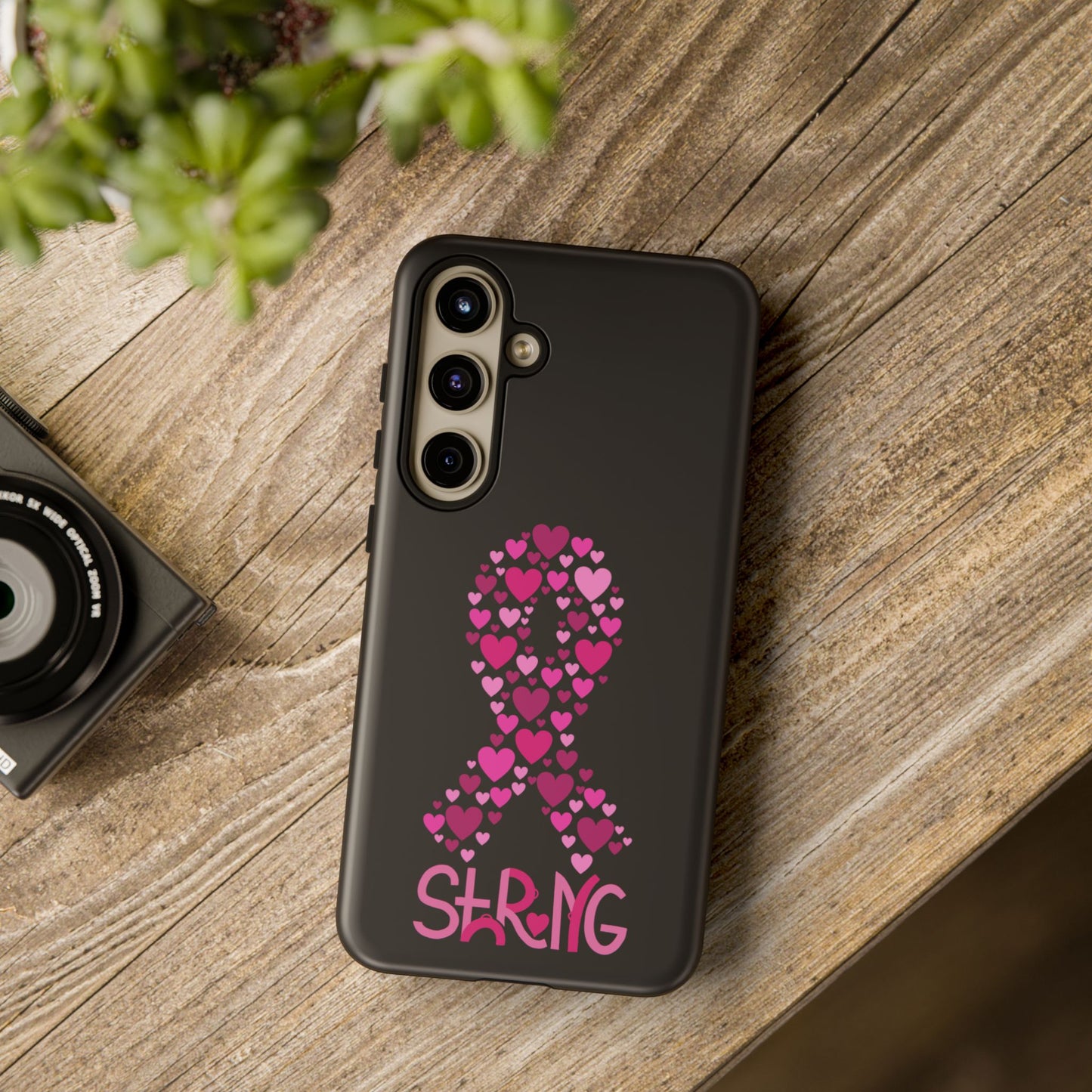 Pink Ribbon Phone Case - Strong Heart Design, Cancer Awareness, Gift for Supporters for Samsung