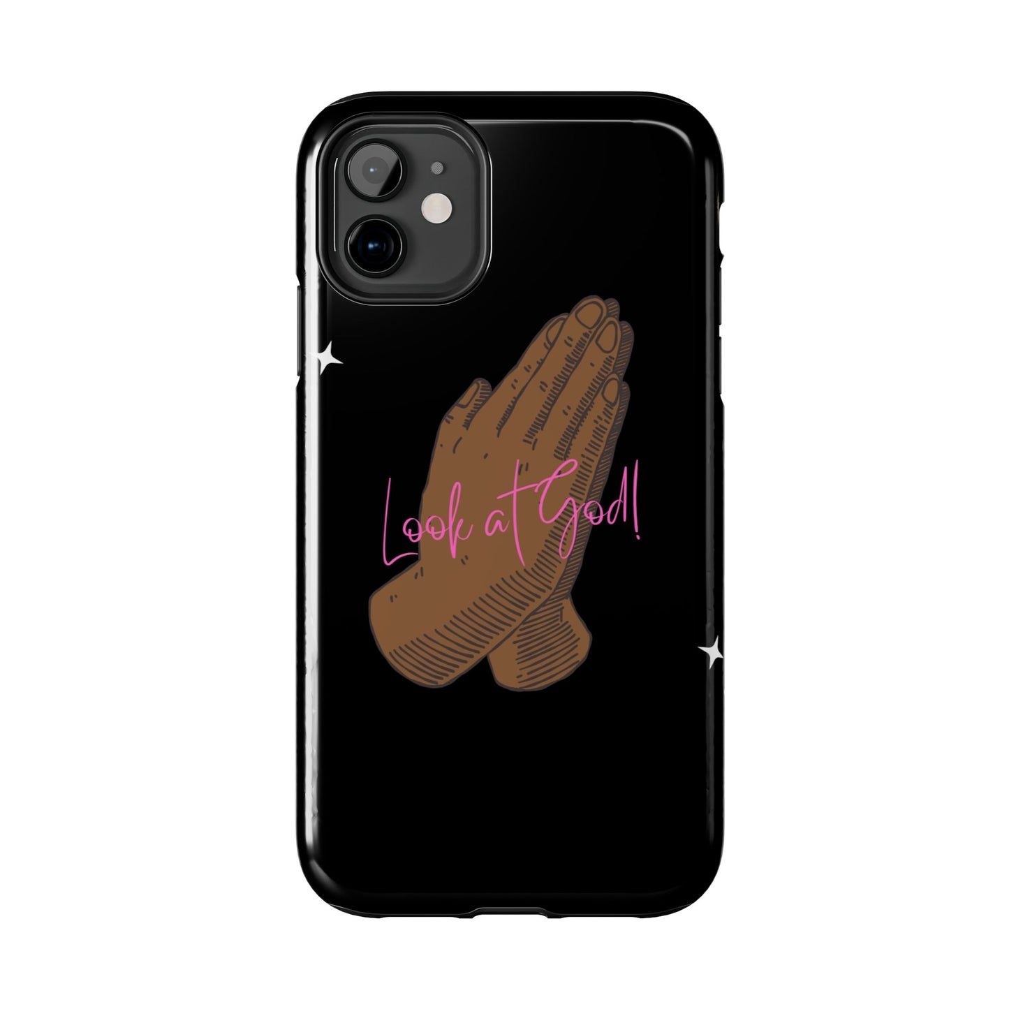 Phone Cases - 'Look at God' Praying Hands Religious Design Tough Case for iPhone