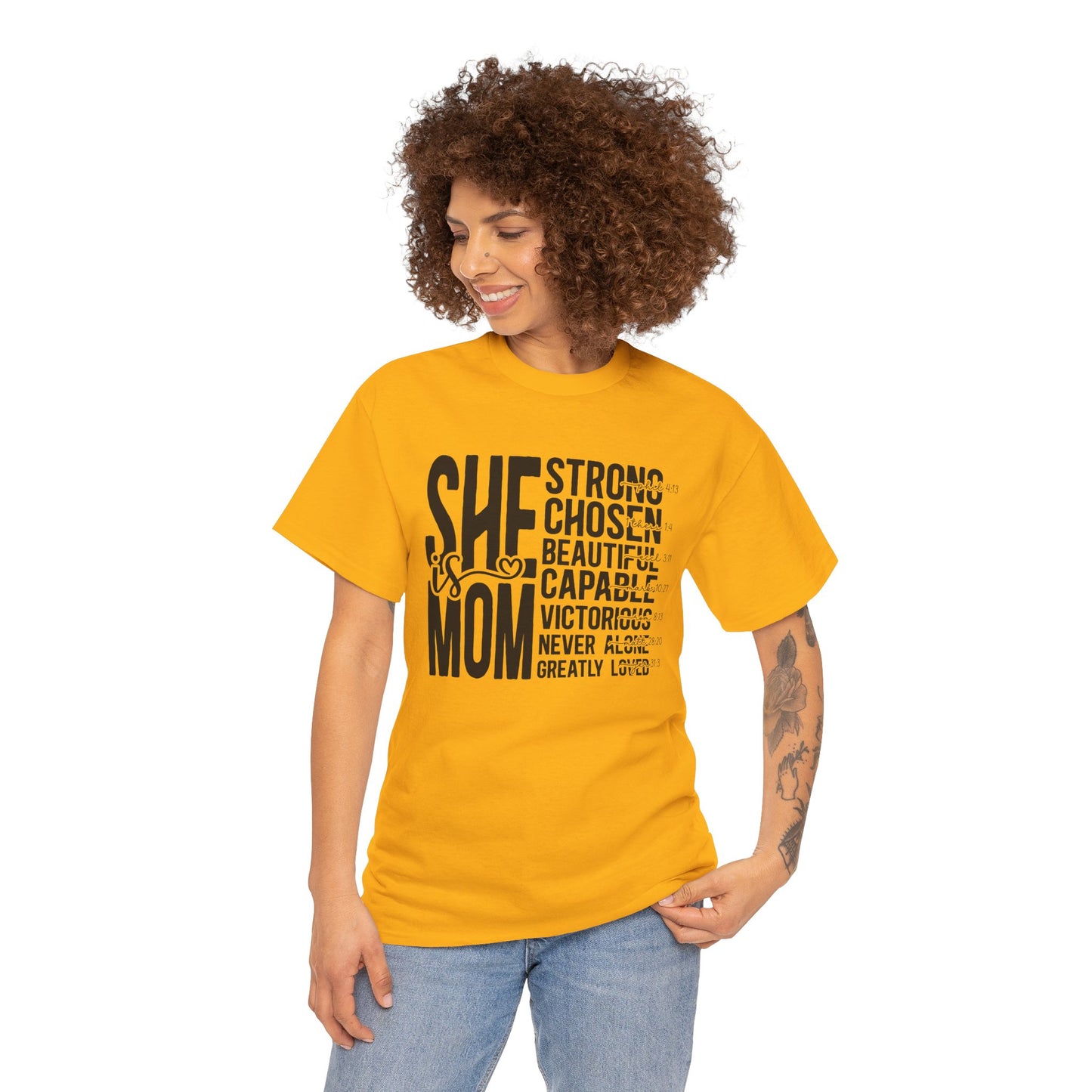 Empowering Mom T-Shirt - Strong, Chosen, Beautiful, Capable Design