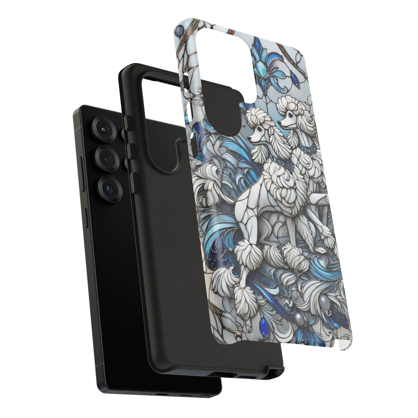 Phone Case - Elegant Blue and White Poodle Art for Samsung Phone