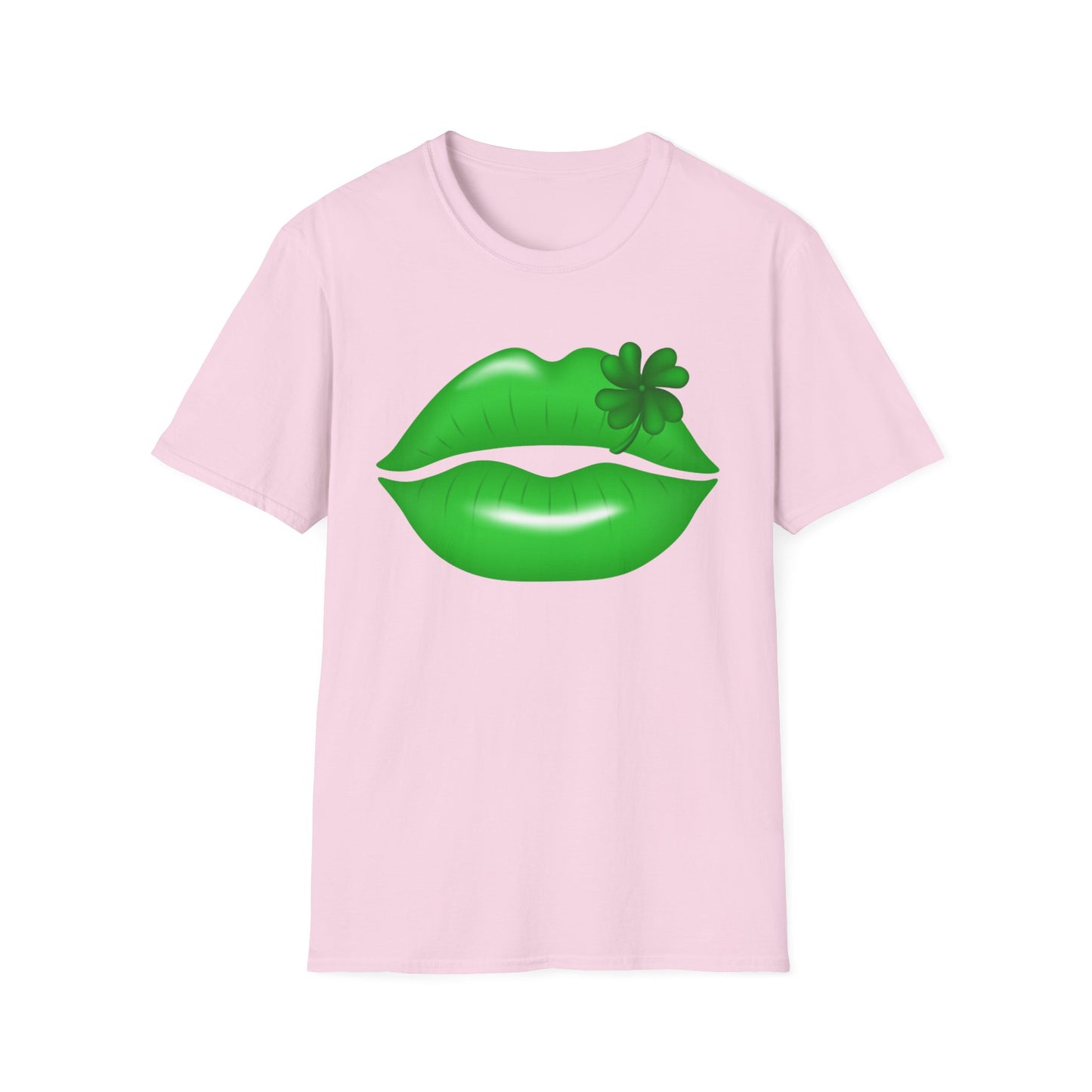 Luck of the Irish Unisex Softstyle T-Shirt - Green Kiss & Shamrock Design