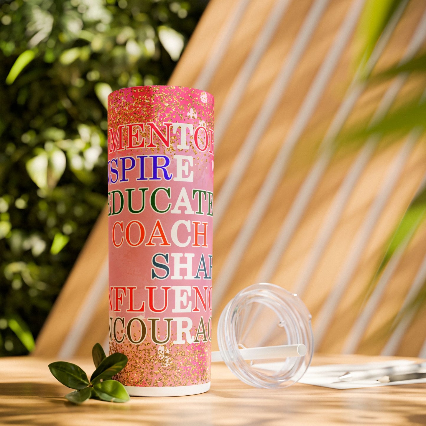Mentor, Inspire, Educate... Teacher Inspirational Skinny Tumbler with Straw - 20oz