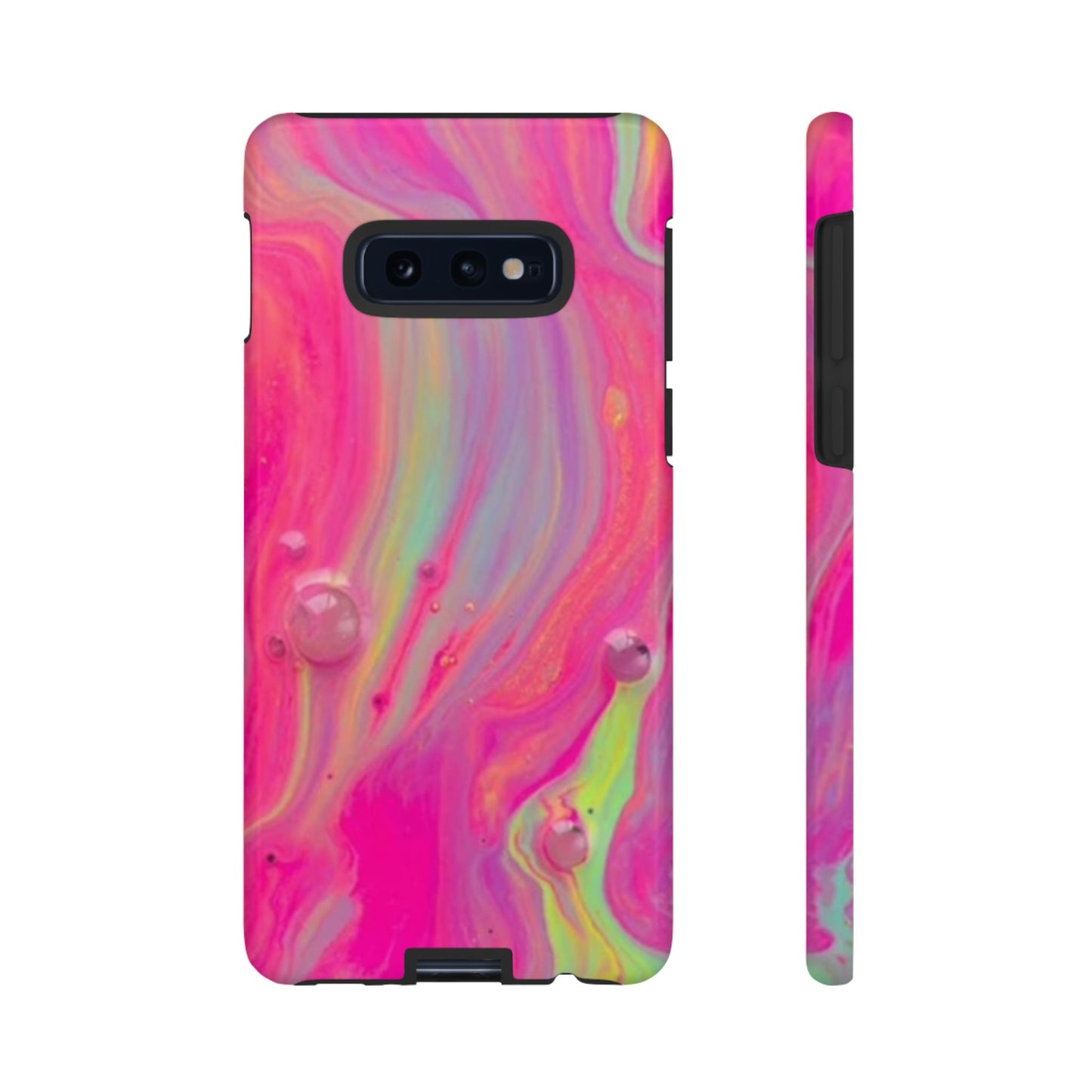 Pink Trendy Futuristic Tough Phone Case with Colorful Abstract Design for Samsung
