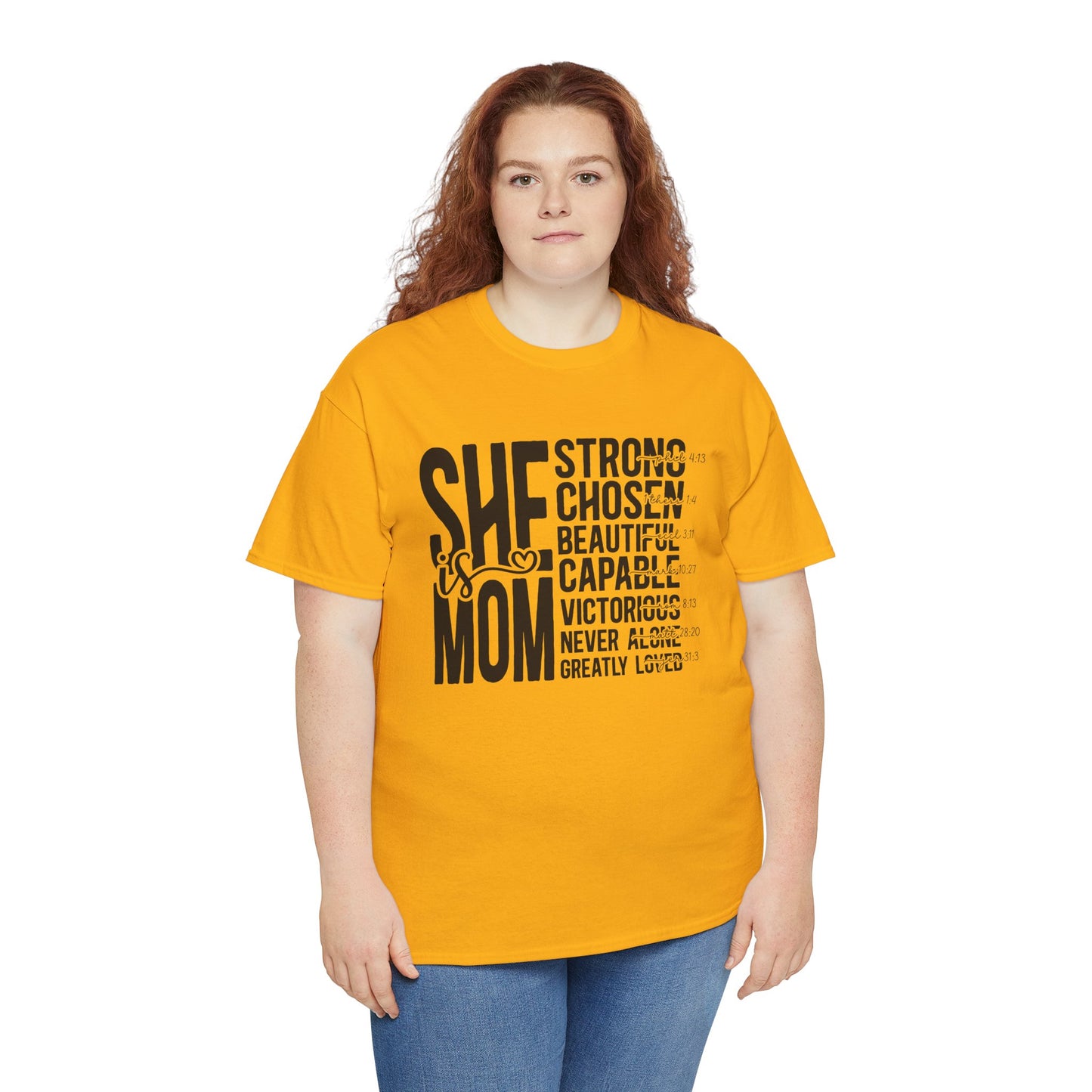 Empowering Mom T-Shirt - Strong, Chosen, Beautiful, Capable Design