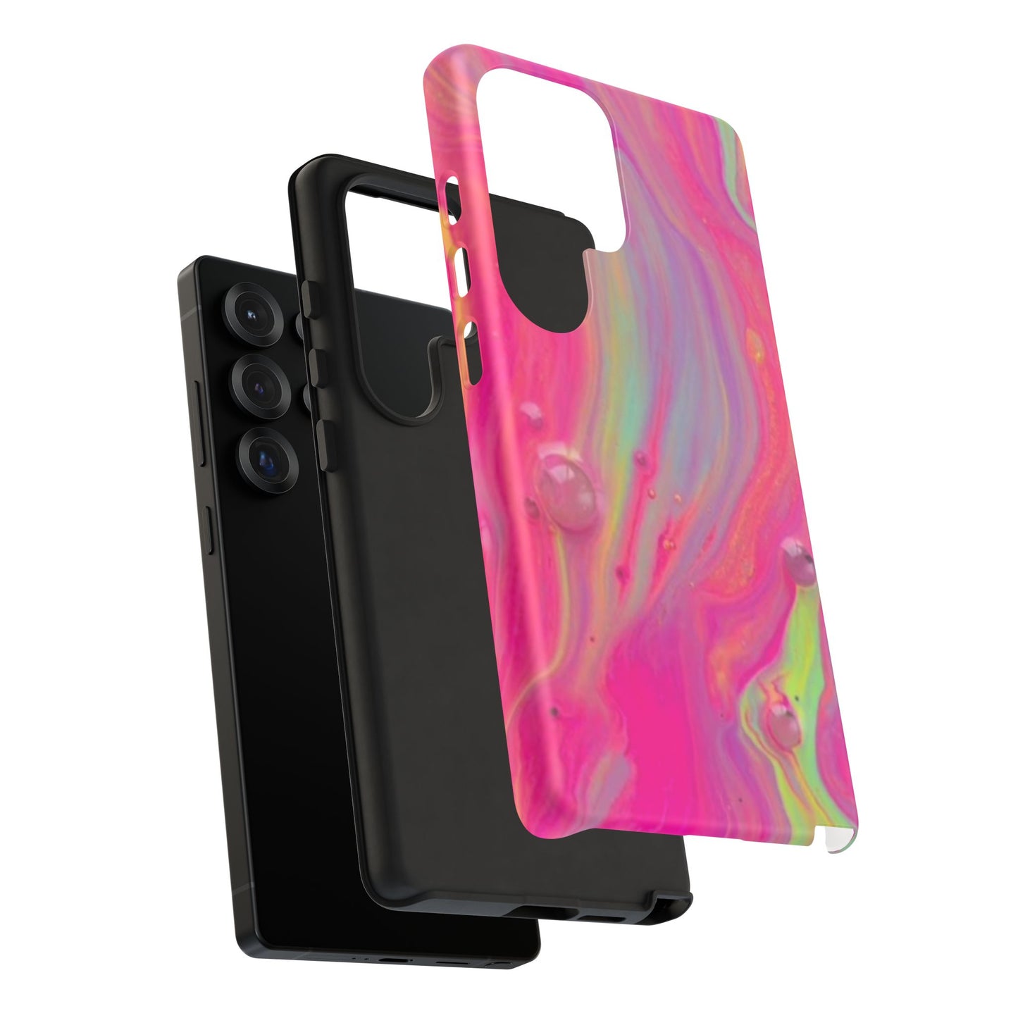 Pink Trendy Futuristic Tough Phone Case with Colorful Abstract Design for Samsung