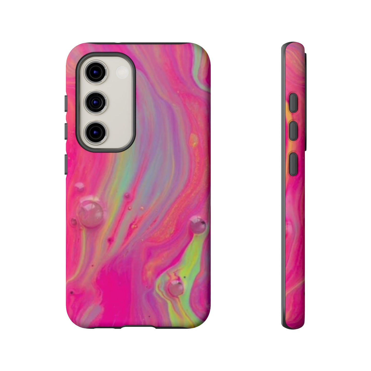 Pink Trendy Futuristic Tough Phone Case with Colorful Abstract Design for Samsung
