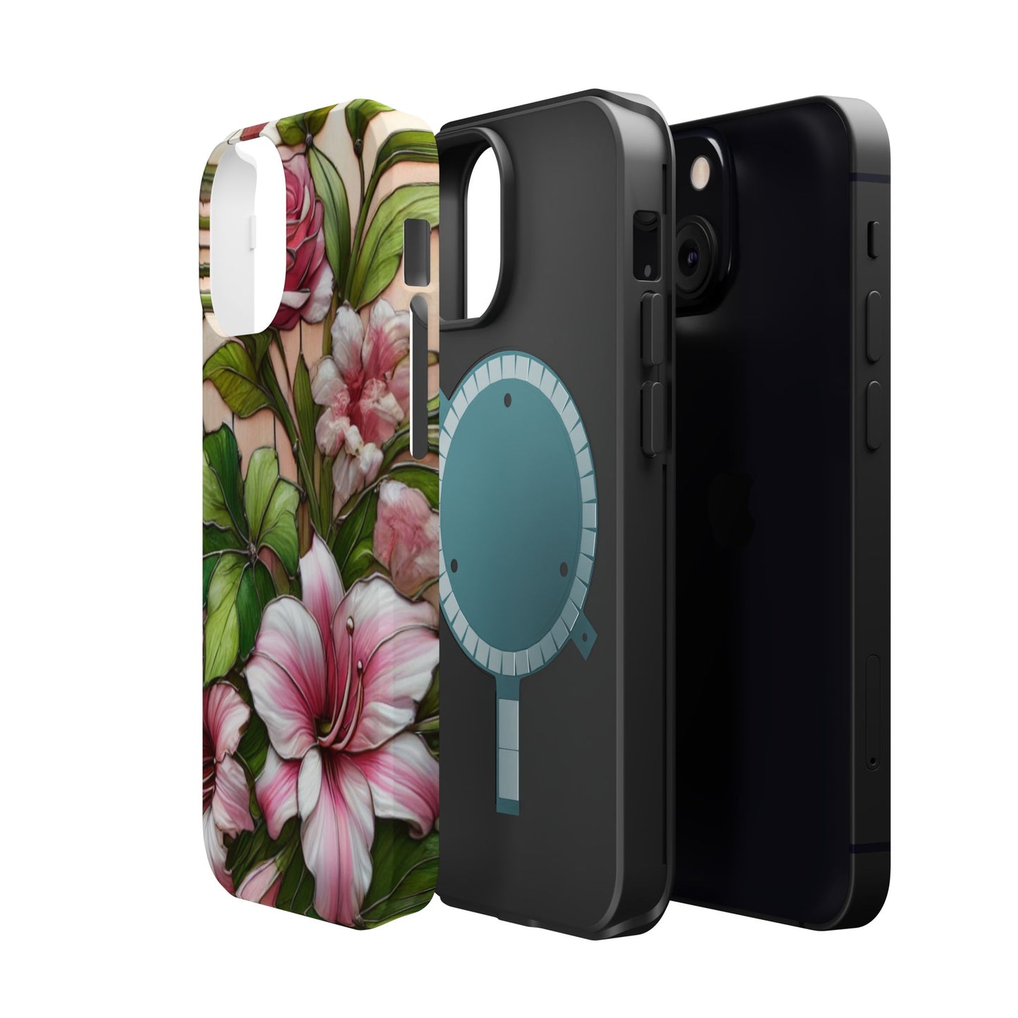 Elegant Pink & Green Floral MAGNETIC Tough Cases - Durable Phone Protection