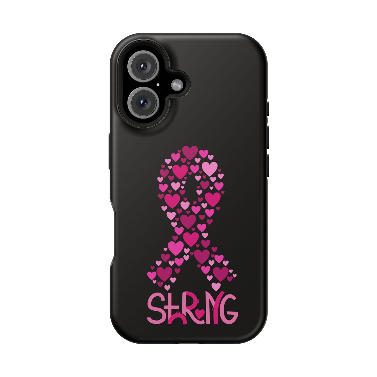 Pink Ribbon Magnetic Phone Case - Strong Heart Design, Cancer Awareness, Gift for Supporters for IPhone