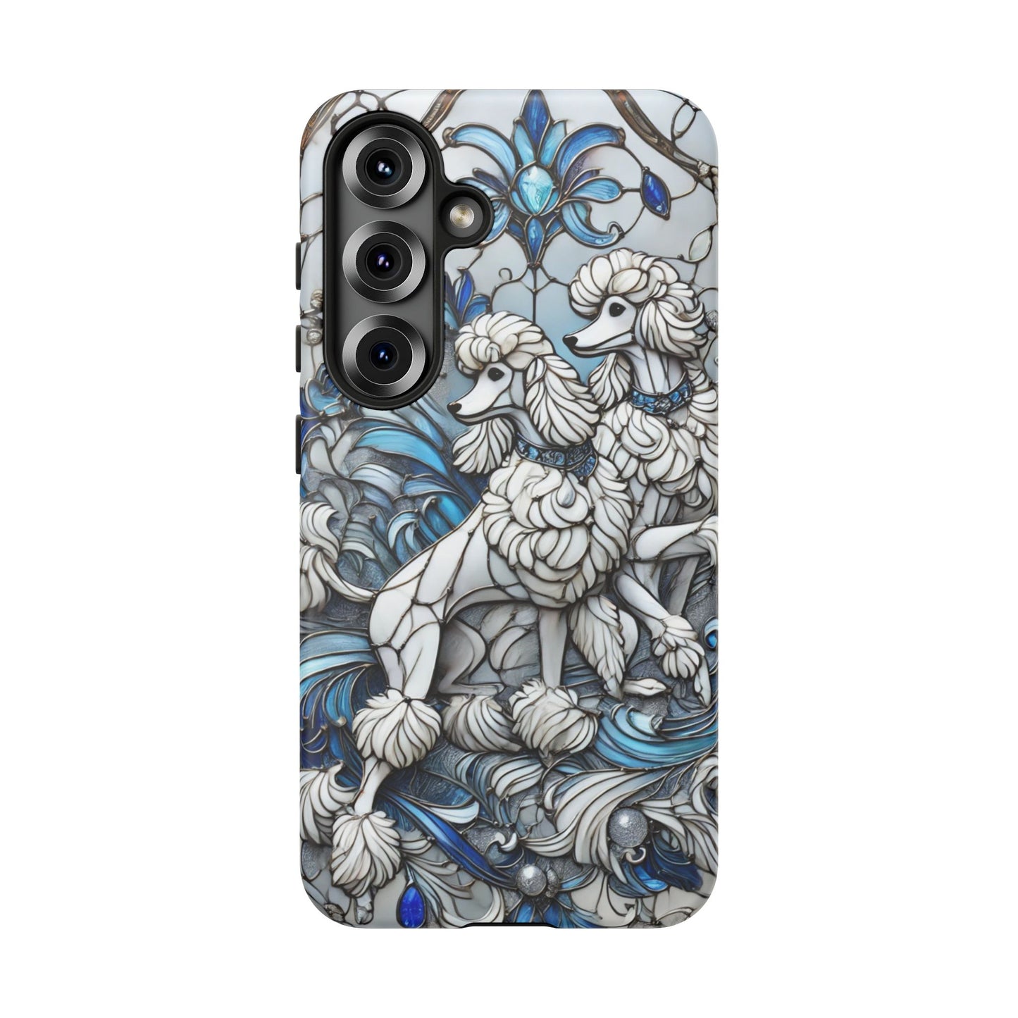 Phone Case - Elegant Blue and White Poodle Art for Samsung Phone