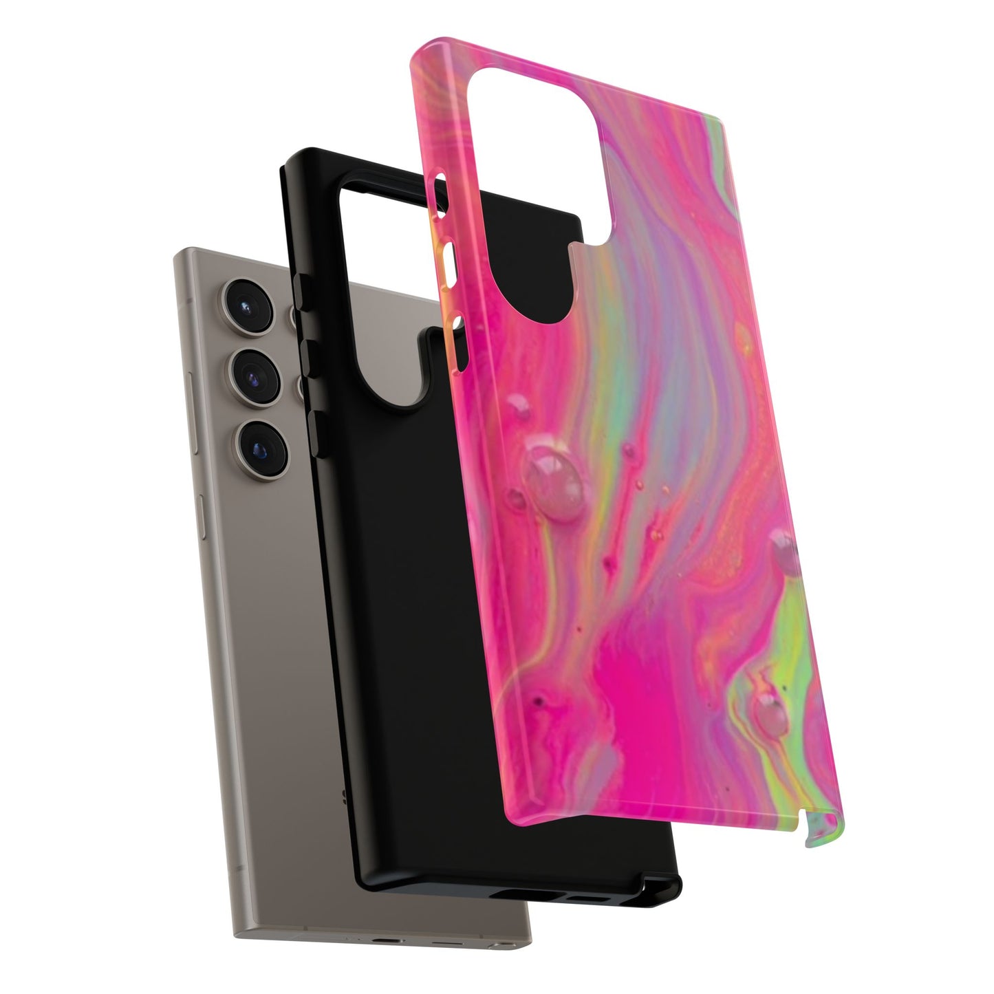 Pink Trendy Futuristic Tough Phone Case with Colorful Abstract Design for Samsung