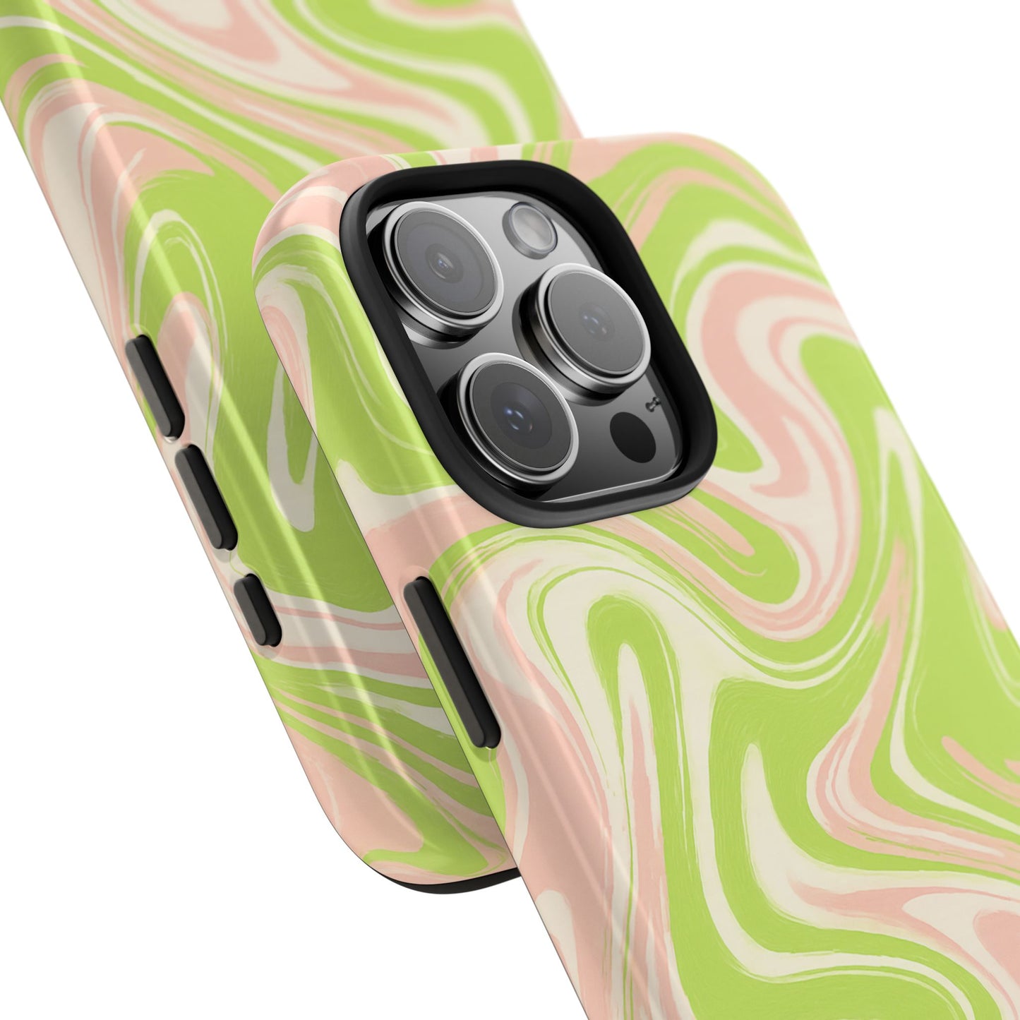 Pink & Green Stylish Tough Phone Case, Durable Protection, Gift for Friends, Colorful Marble Design
