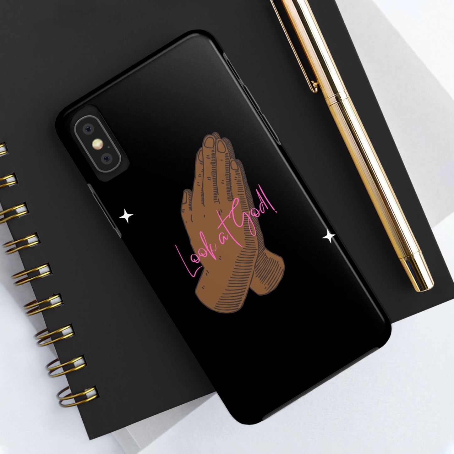 Phone Cases - 'Look at God' Praying Hands Religious Design Tough Case for iPhone