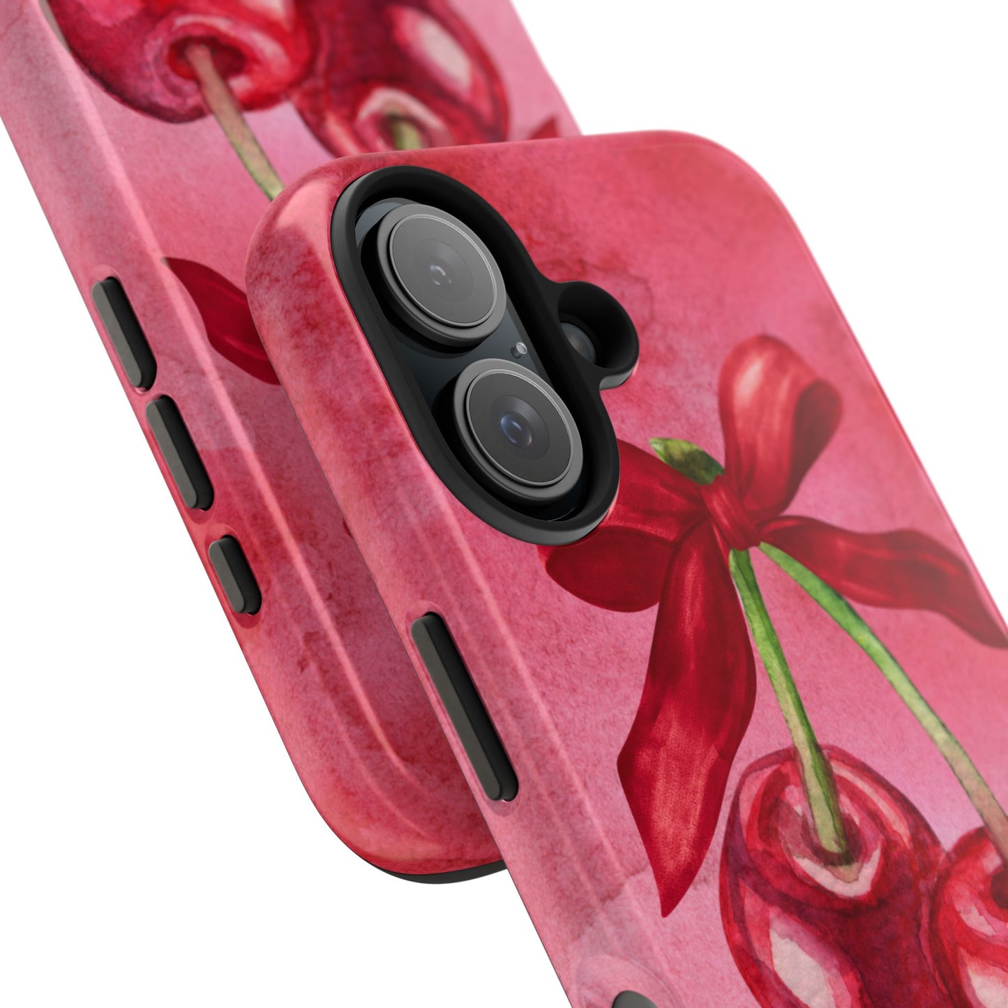 Red Watercolor Cherry and Bow Phone Case