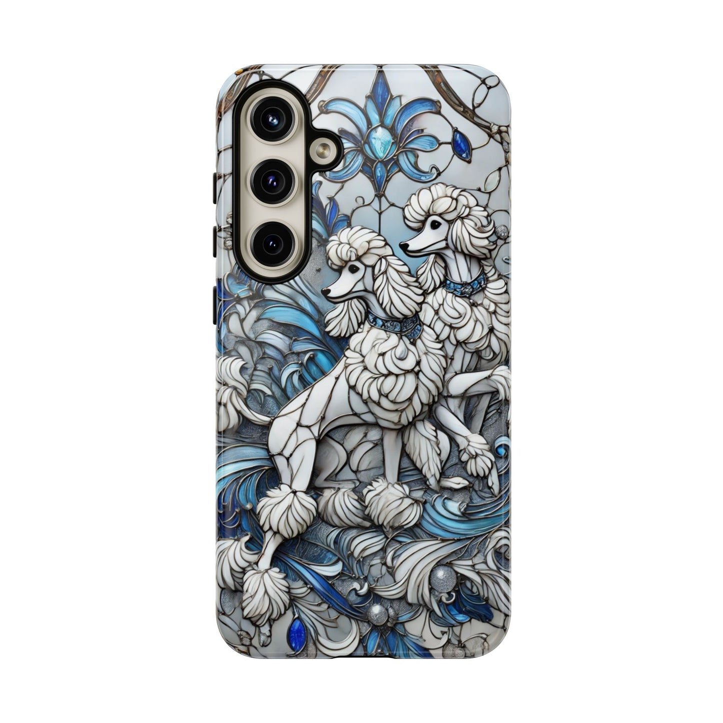 Phone Case - Elegant Blue and White Poodle Art for Samsung Phone