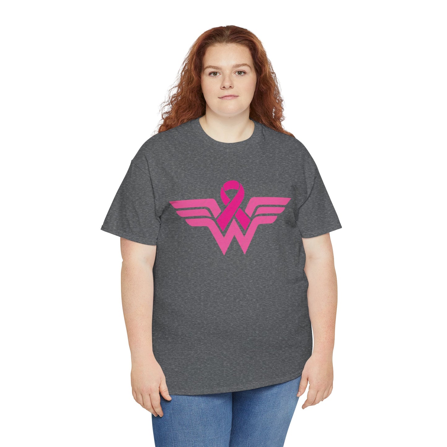 Pink Ribbon Wonder Woman Breast Cancer Awareness Unisex Cotton Tee