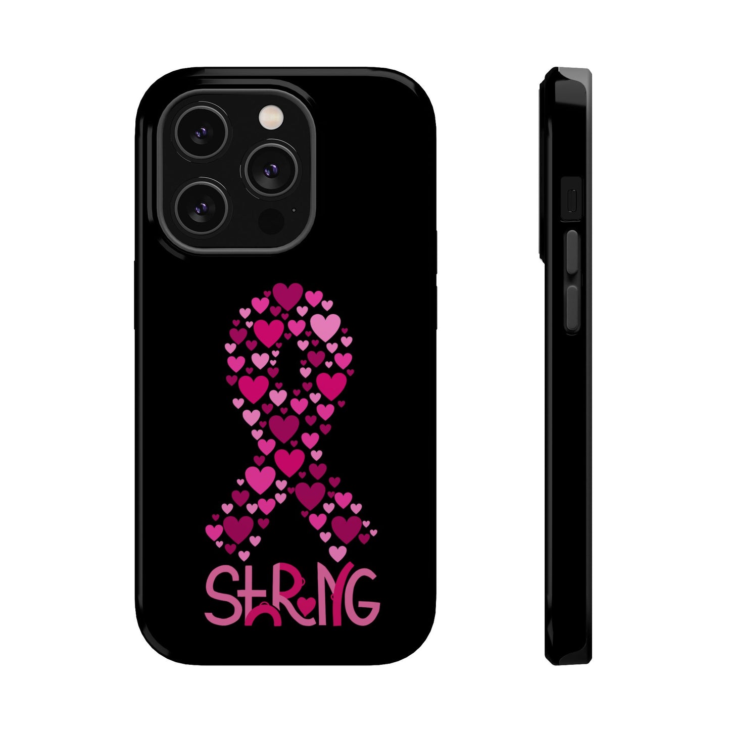 Pink Ribbon Magnetic Phone Case - Strong Heart Design, Cancer Awareness, Gift for Supporters for IPhone
