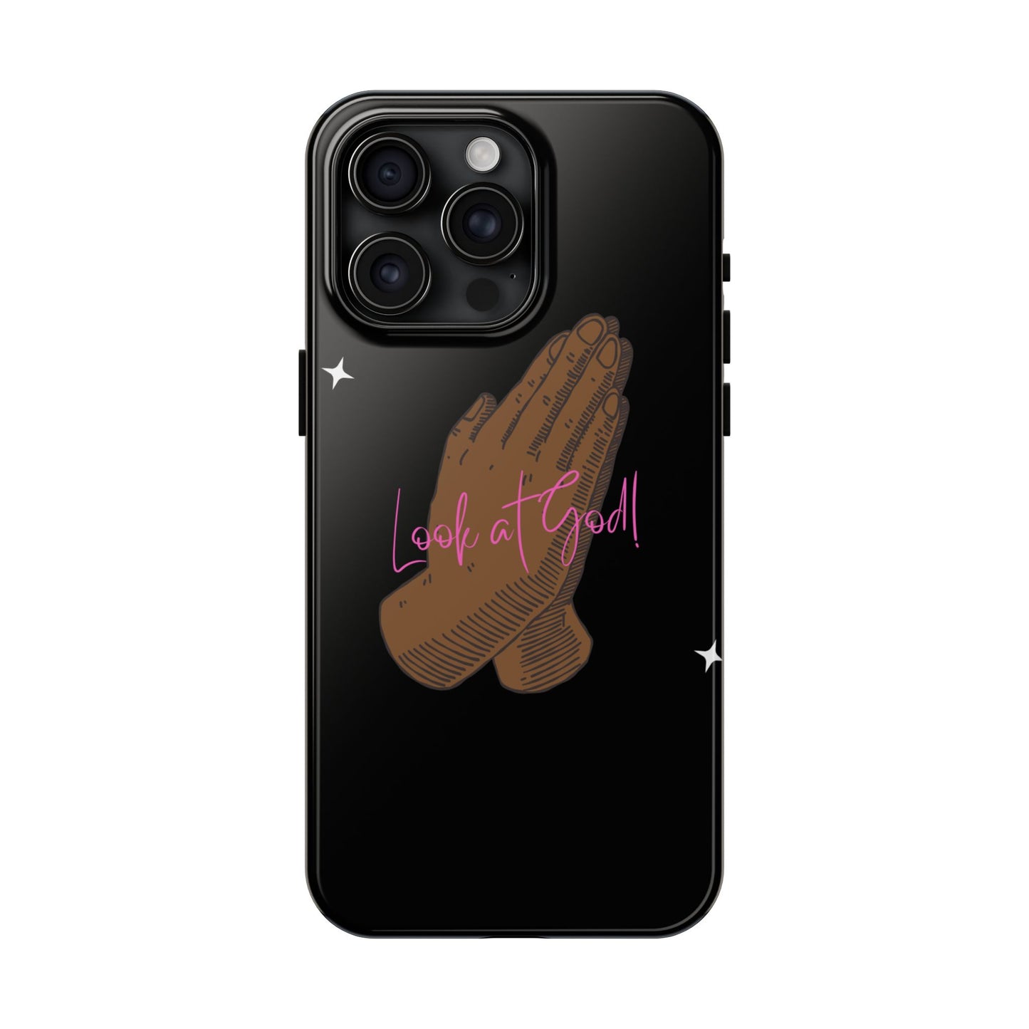 Phone Cases - 'Look at God' Praying Hands Religious Design Tough Case for iPhone