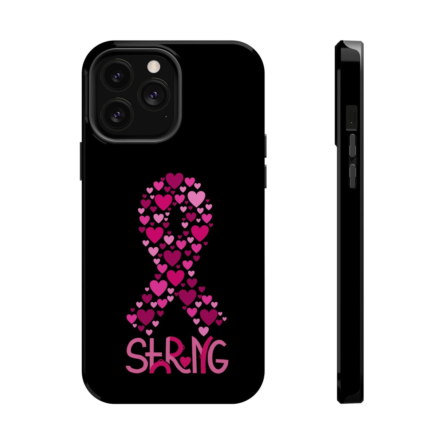 Pink Ribbon Magnetic Phone Case - Strong Heart Design, Cancer Awareness, Gift for Supporters for IPhone