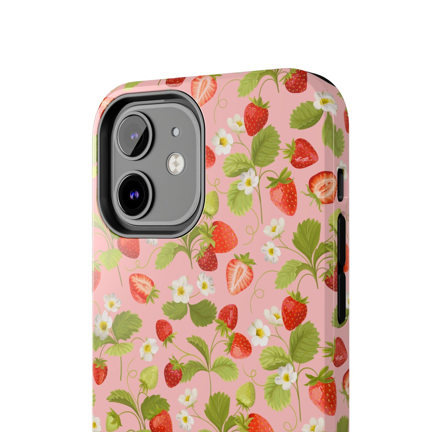 Strawberry Floral Tough Phone Case, Cute Phone Cover, Nature Lovers Gift, Summer Vibe, Durable Phone Protector, Trendy Tech Accessory