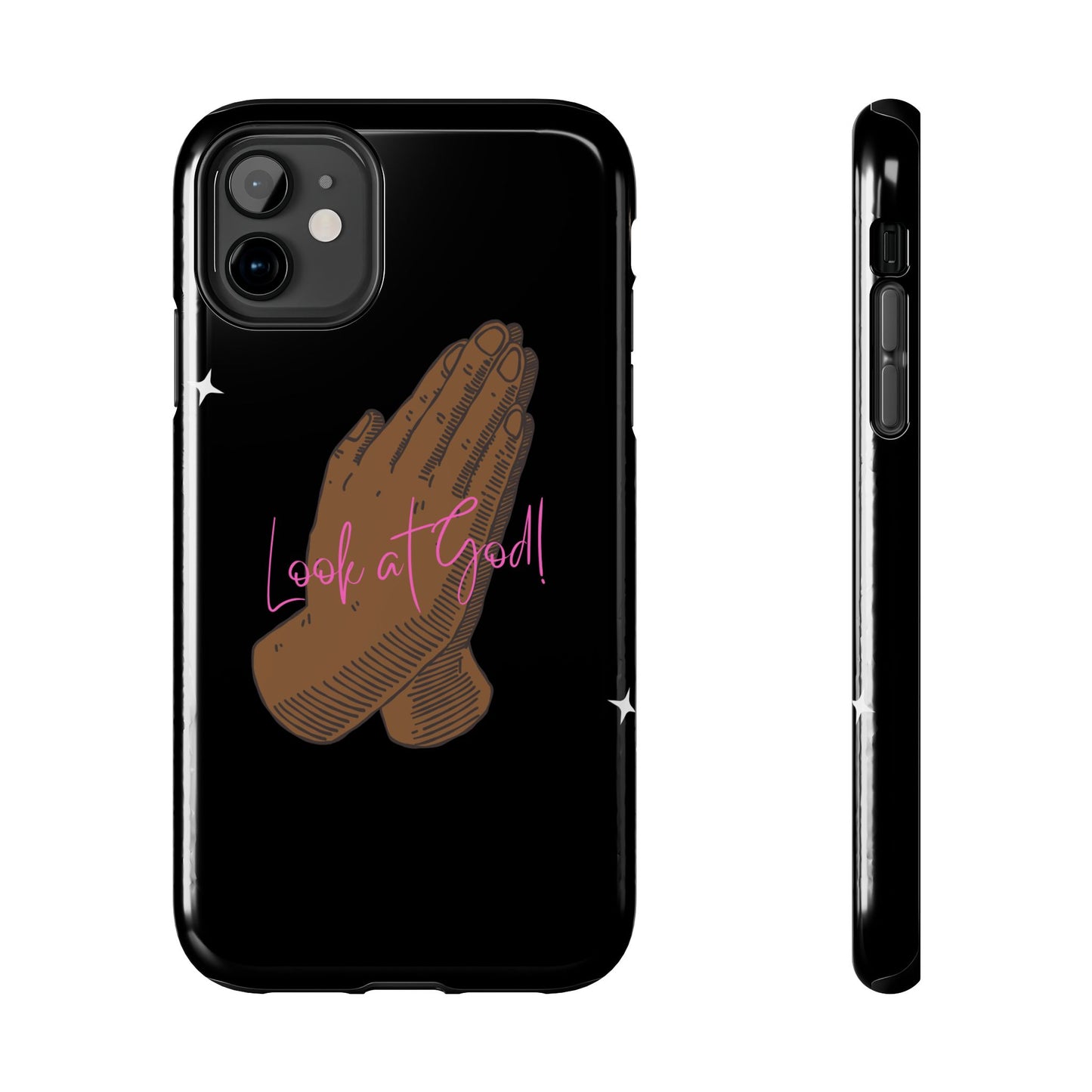 Phone Cases - 'Look at God' Praying Hands Religious Design Tough Case for iPhone
