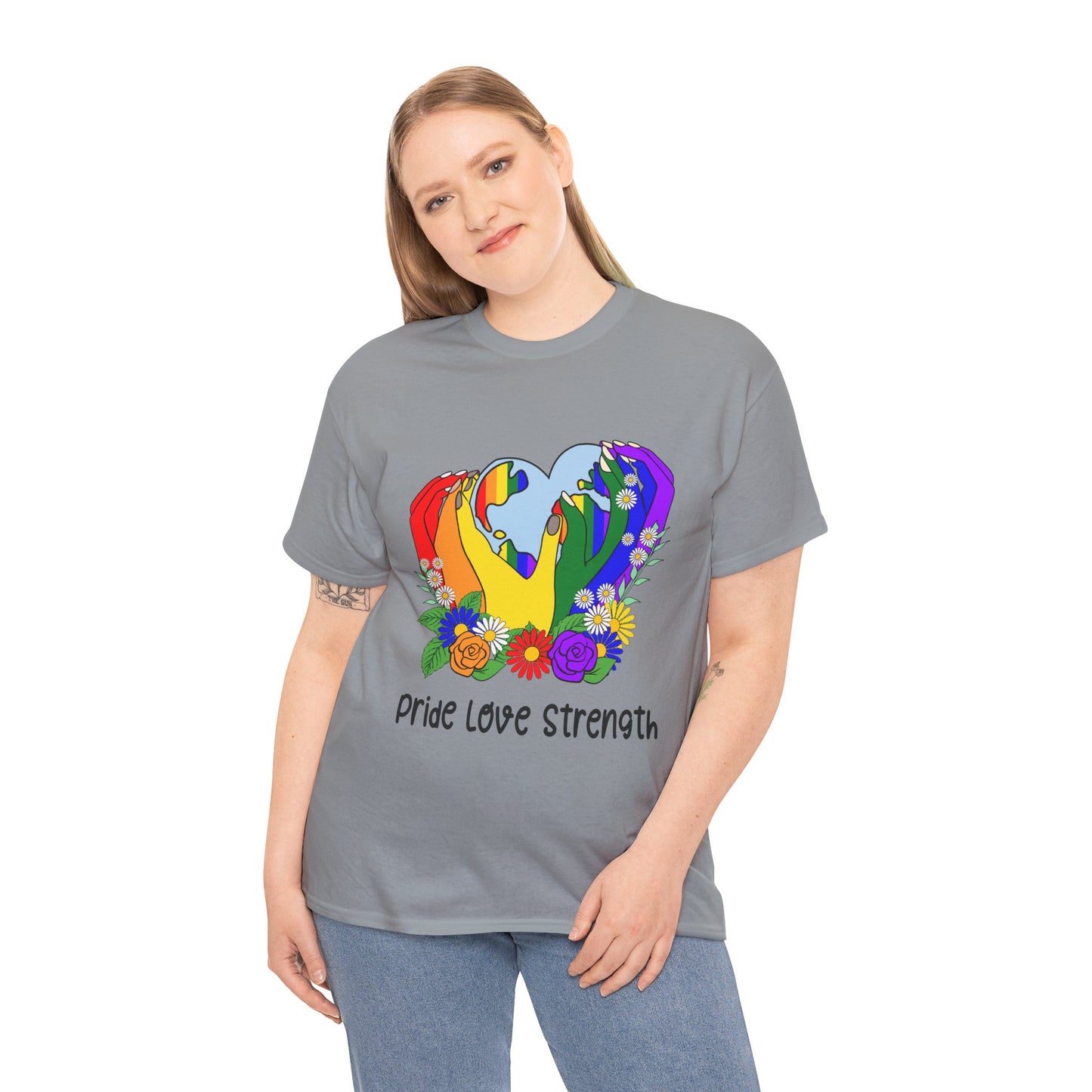 Pride Love Strength Unisex Cotton Tee - Celebrate Diversity and Unity