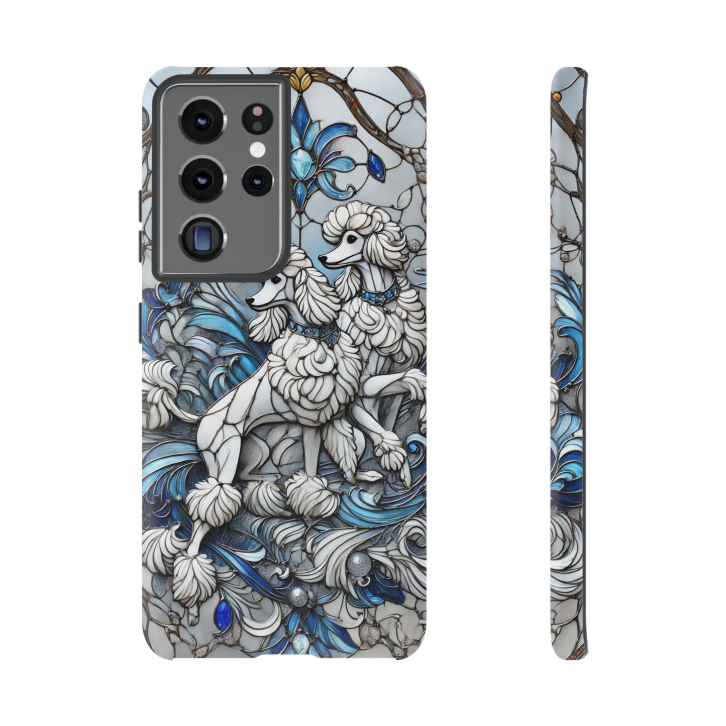 Phone Case - Elegant Blue and White Poodle Art for Samsung Phone