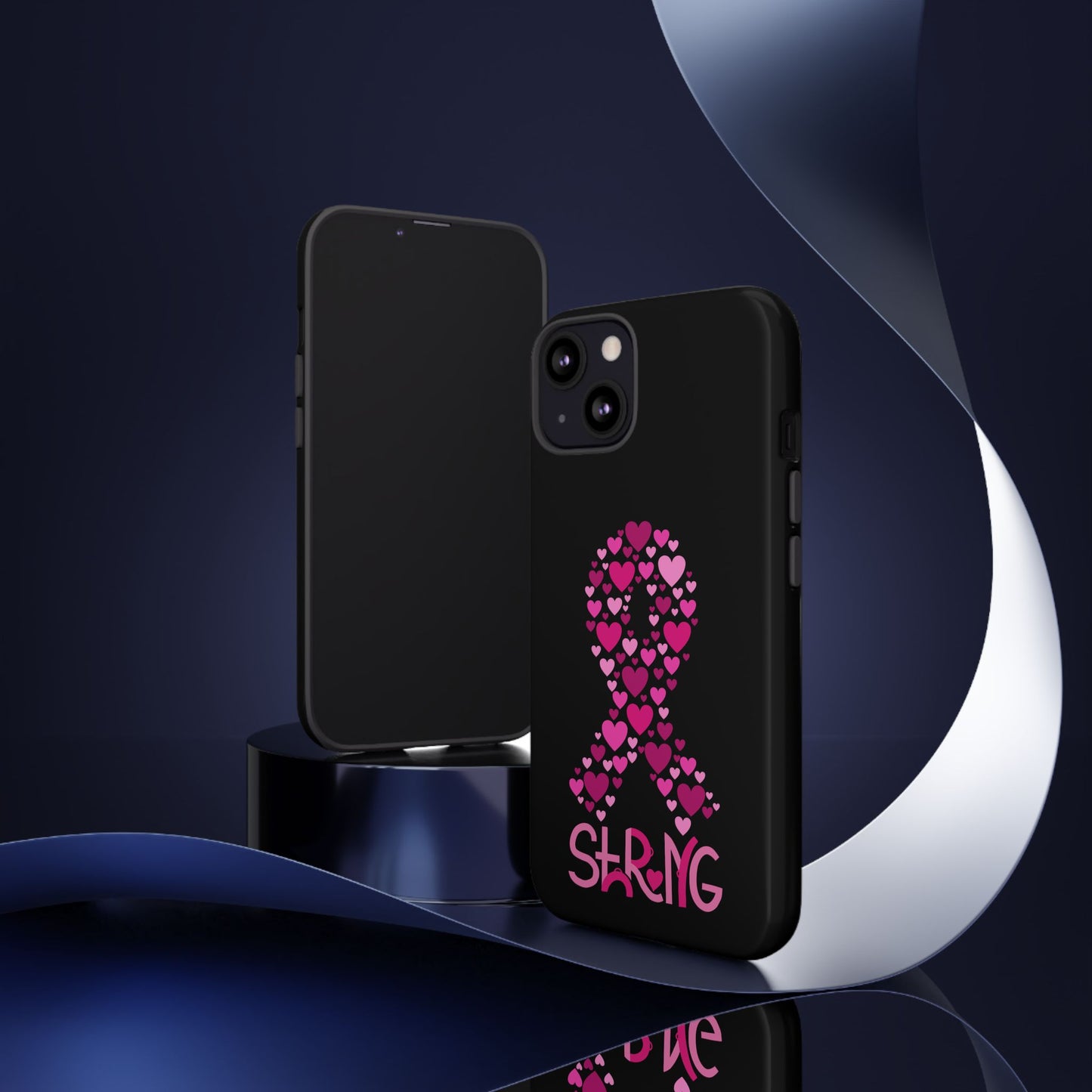 Pink Ribbon Phone Case - Strong Heart Design, Cancer Awareness, Gift for Supporters for IPhone