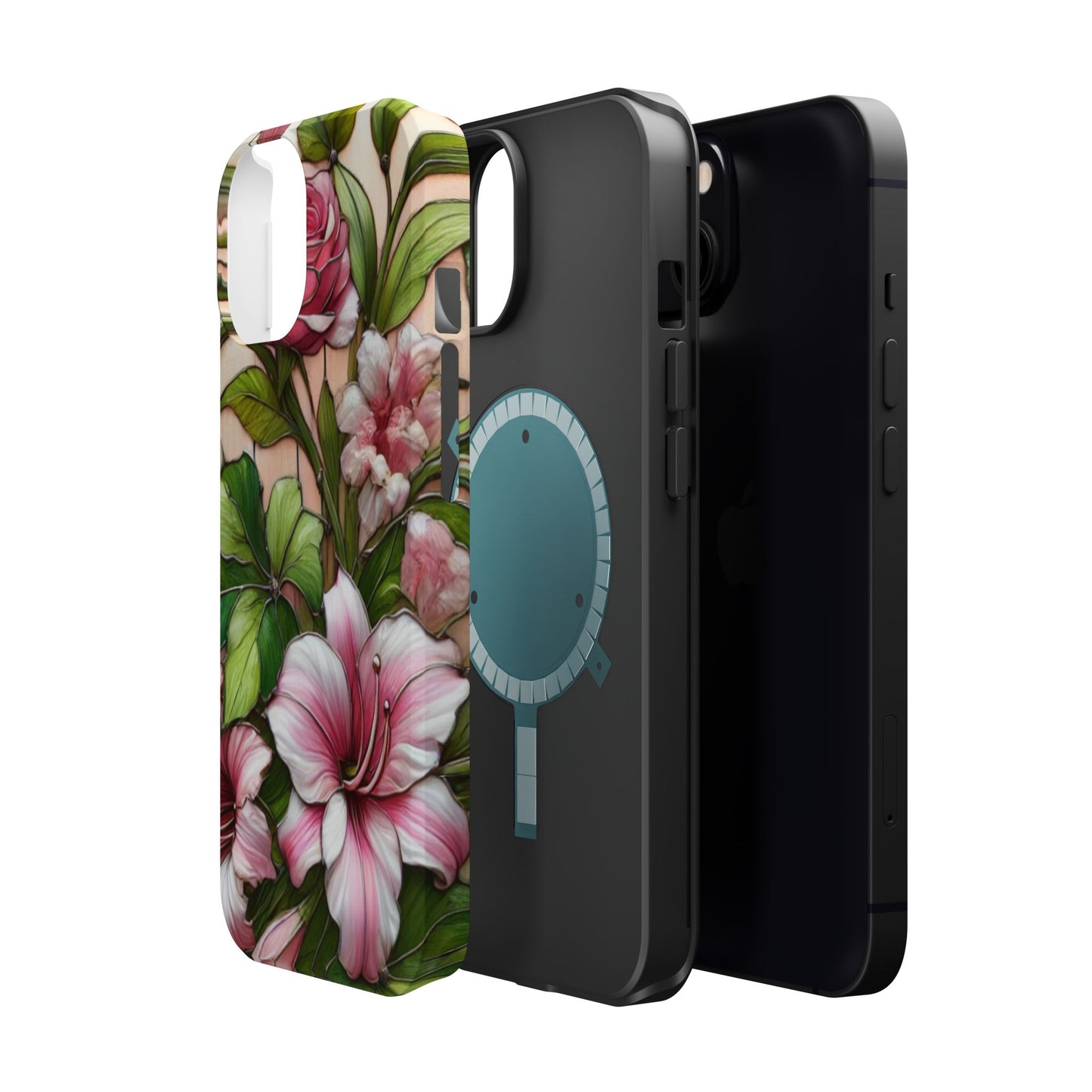 Elegant Pink & Green Floral MAGNETIC Tough Cases - Durable Phone Protection