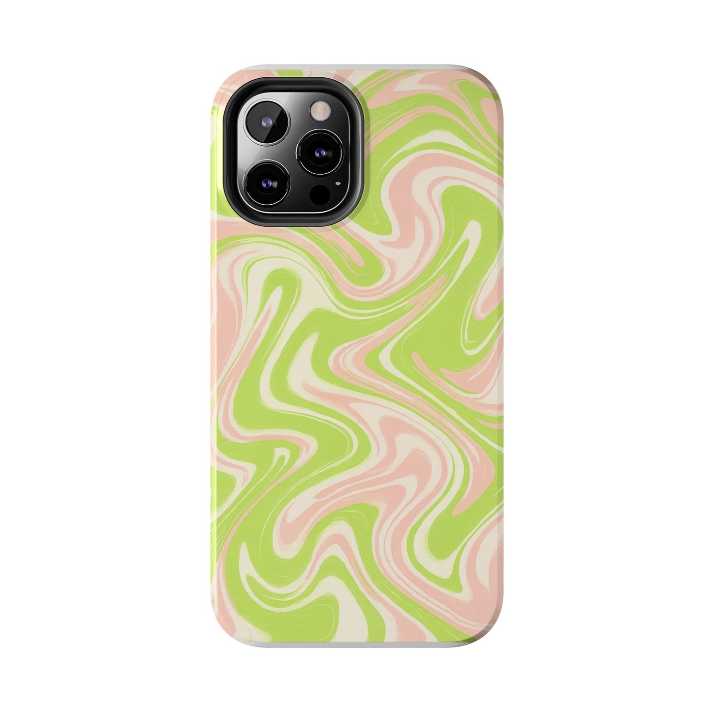 Pink & Green Stylish Tough Phone Case, Durable Protection, Gift for Friends, Colorful Marble Design