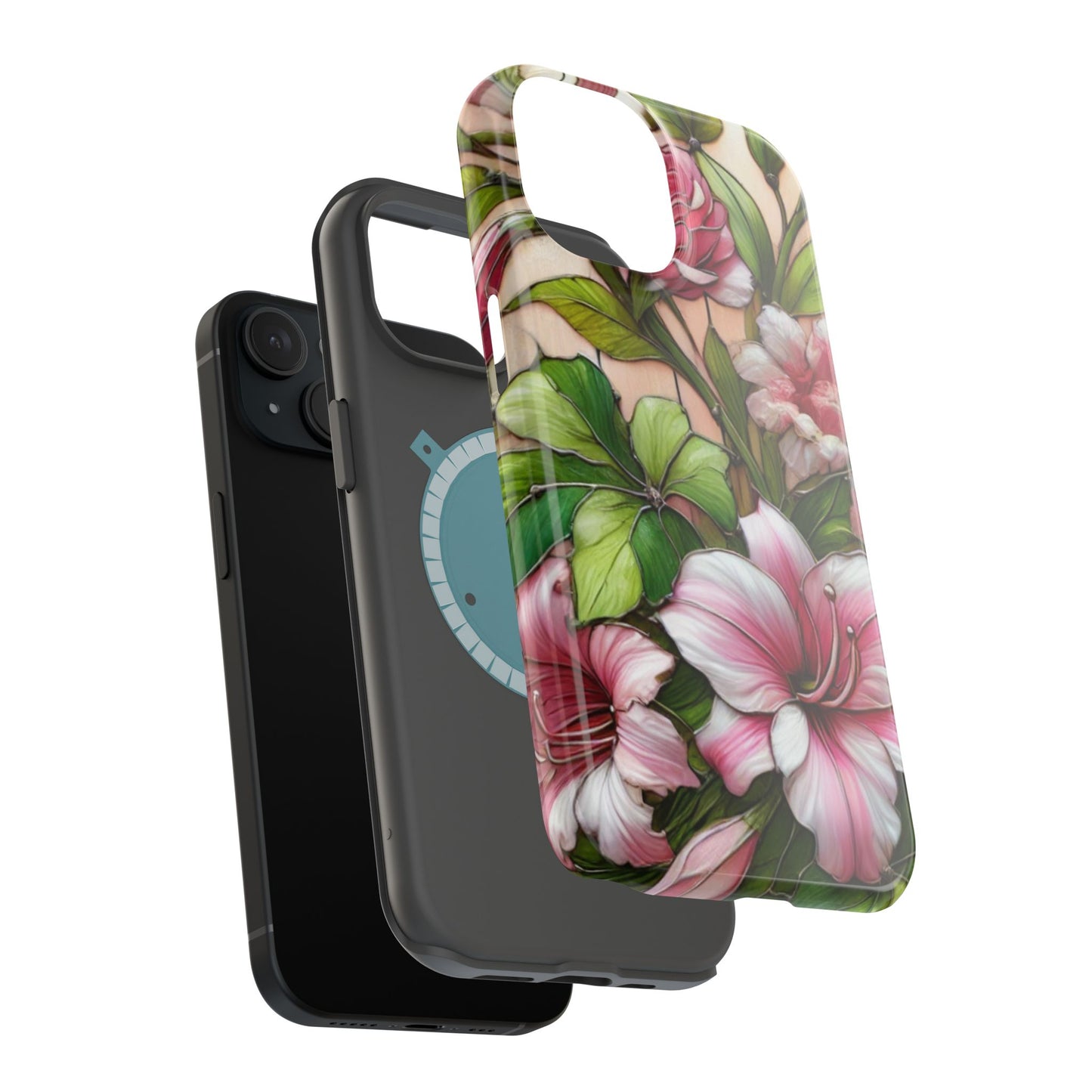 Elegant Pink & Green Floral MAGNETIC Tough Cases - Durable Phone Protection