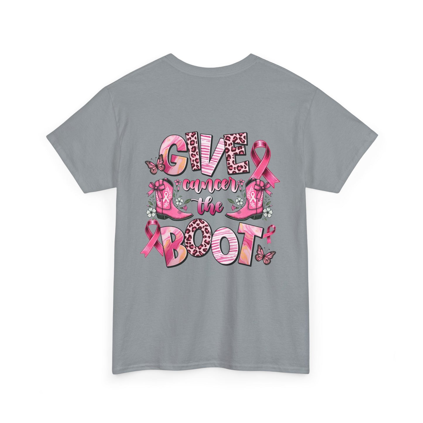 Breast Cancer Awareness Tee - "Give Cancer the Boot" Unisex Cotton Shirt