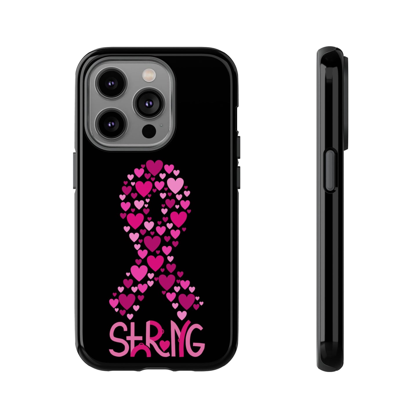 Pink Ribbon Phone Case - Strong Heart Design, Cancer Awareness, Gift for Supporters for IPhone