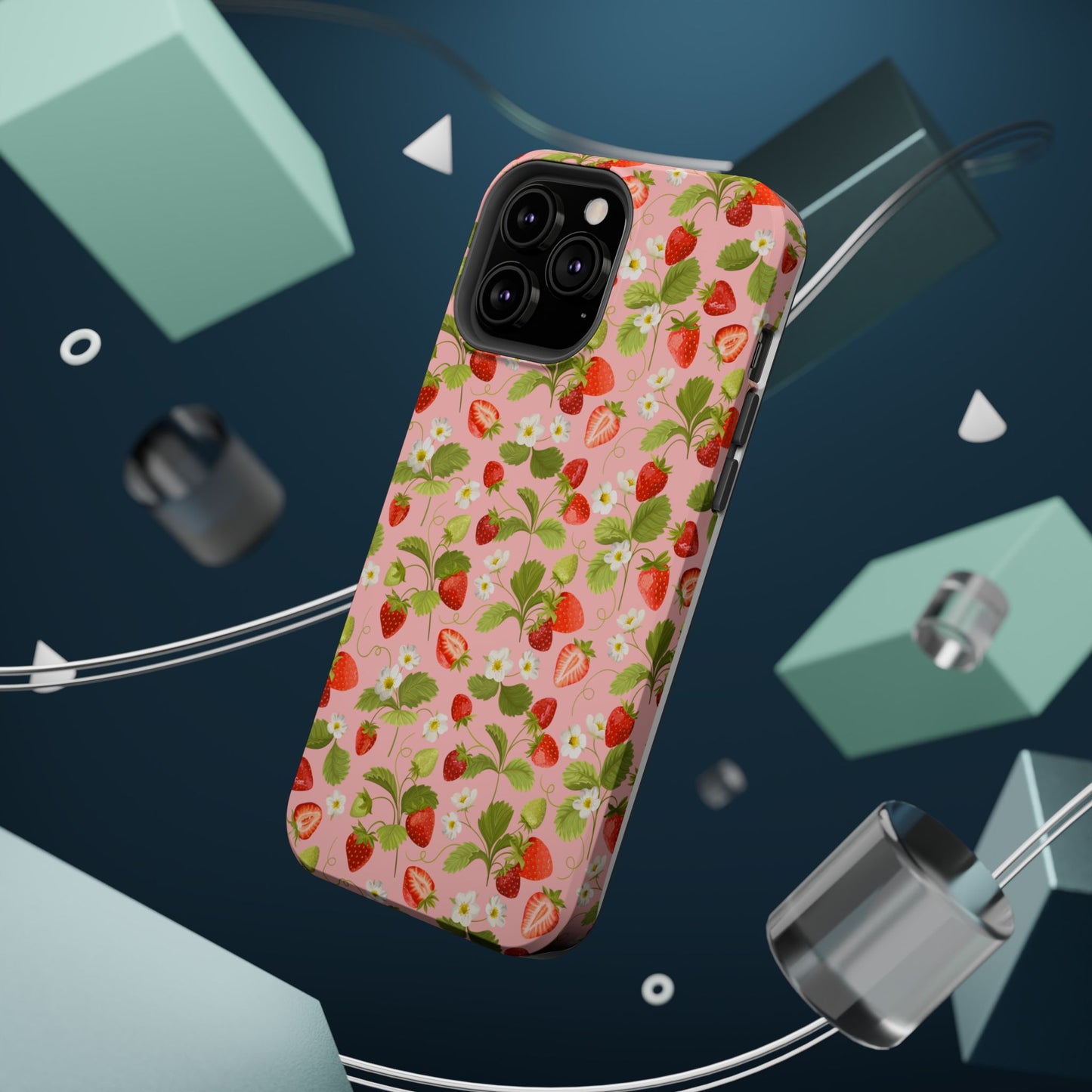 Strawberry Pattern Magnetic Phone Case, Fruit Lover’s Accessory, Cute Gift, Summer Vibe, Phone Protection