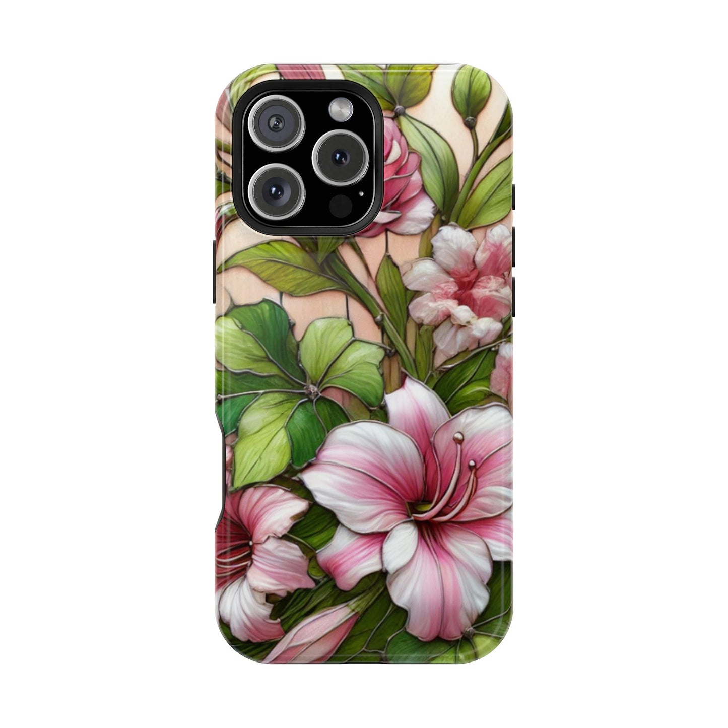 Elegant Pink & Green Floral MAGNETIC Tough Cases - Durable Phone Protection