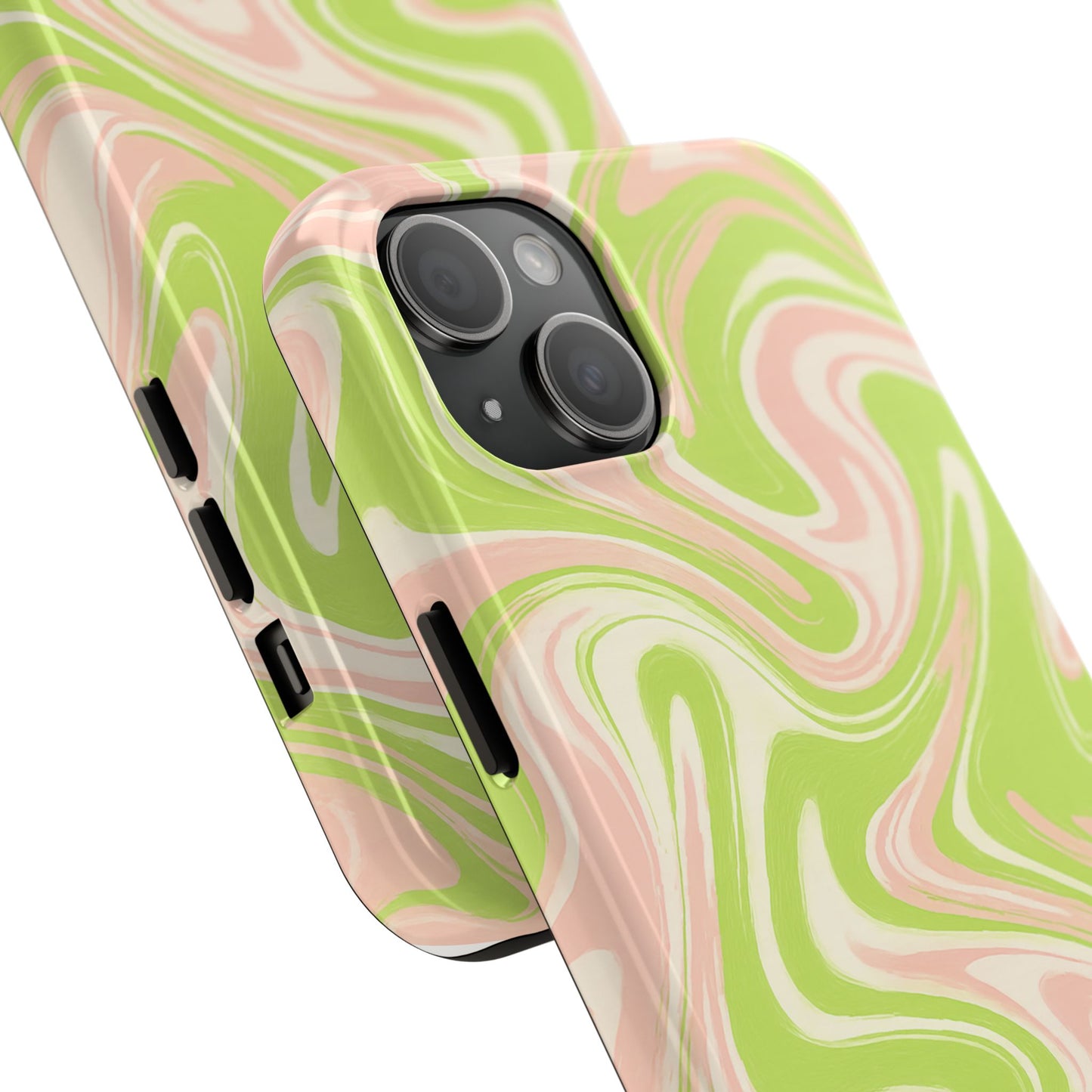 Pink & Green Stylish Tough Phone Case, Durable Protection, Gift for Friends, Colorful Marble Design