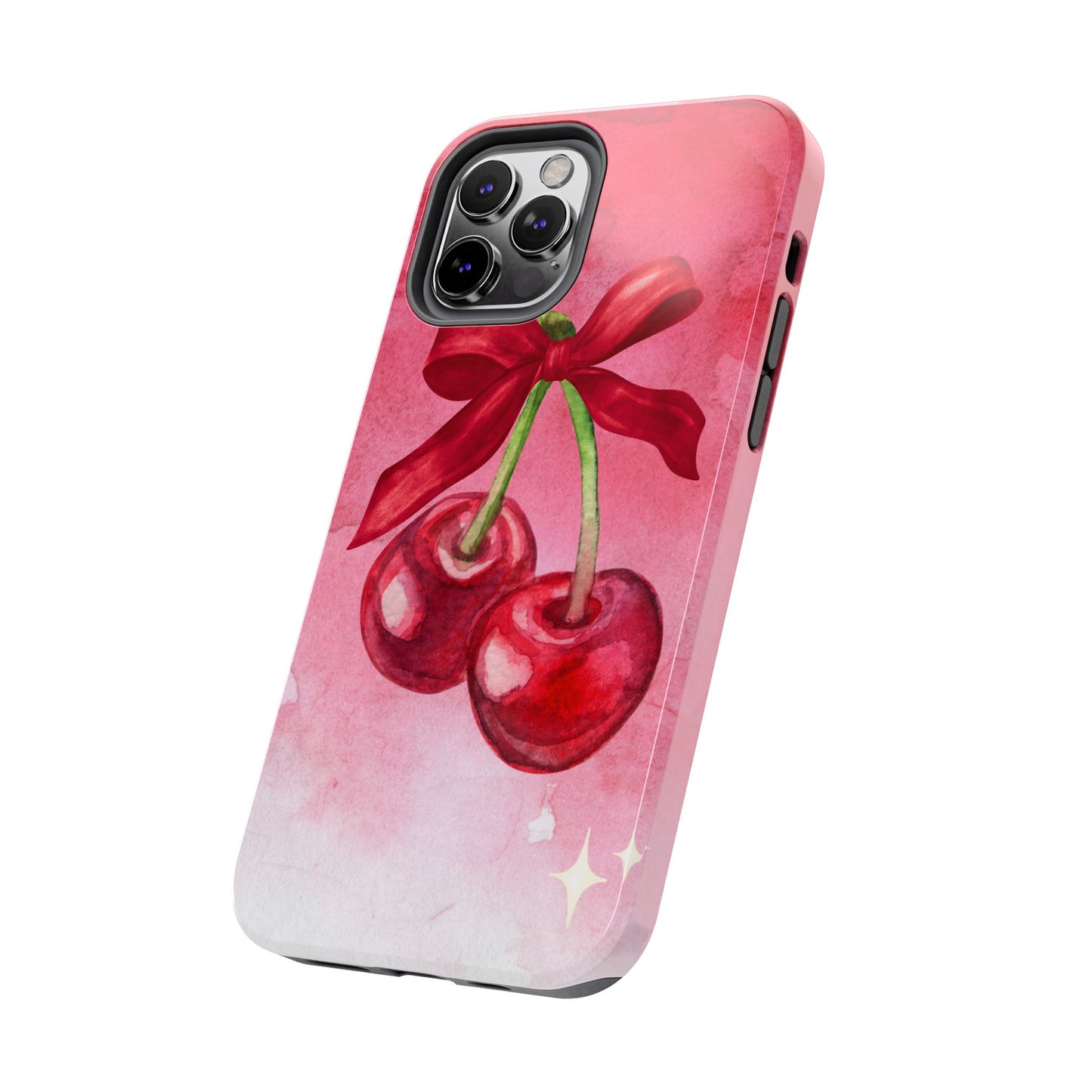 Red Watercolor Cherry and Bow Phone Case