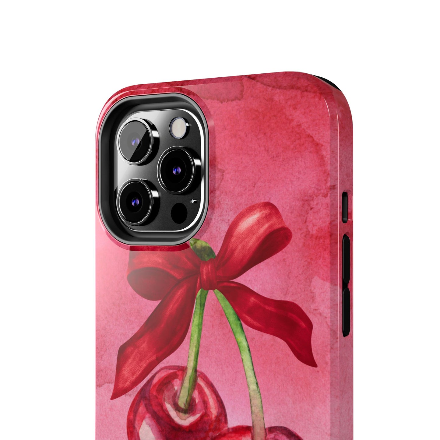 Red Watercolor Cherry and Bow Phone Case
