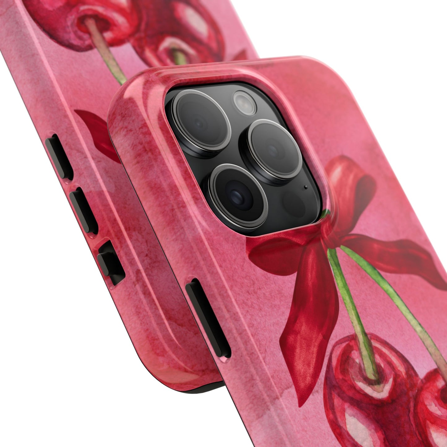 Red Watercolor Cherry and Bow Phone Case