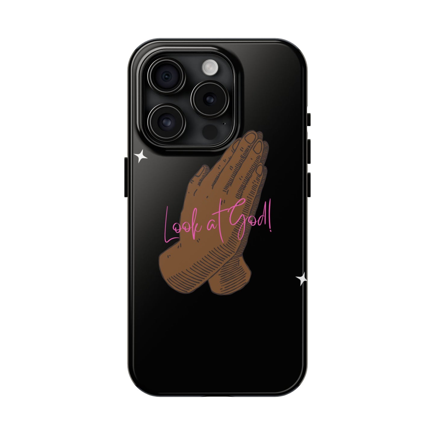 Phone Cases - 'Look at God' Praying Hands Religious Design Tough Case for iPhone