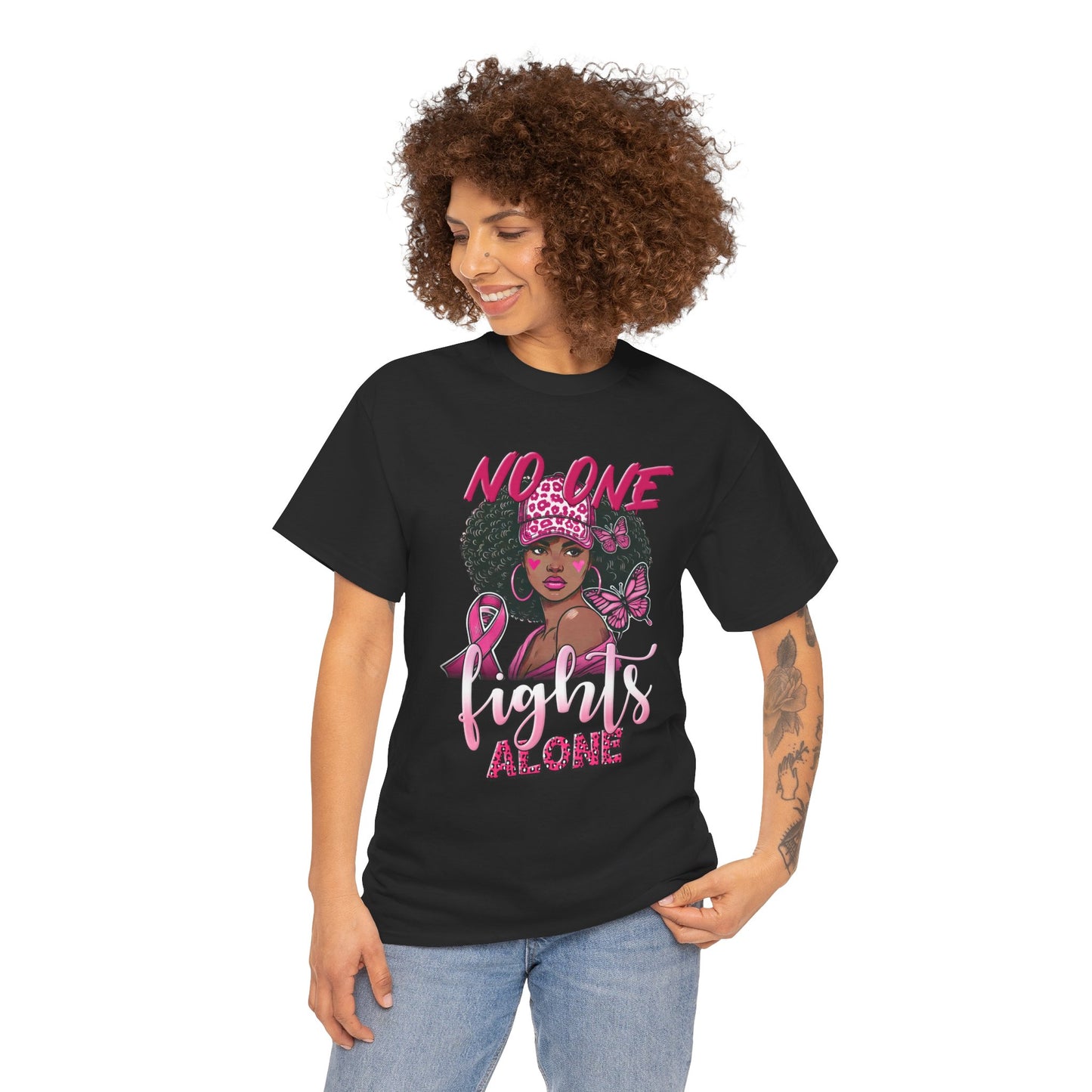 Empowerment Unisex Heavy Cotton Tee - "No One Fights Alone"