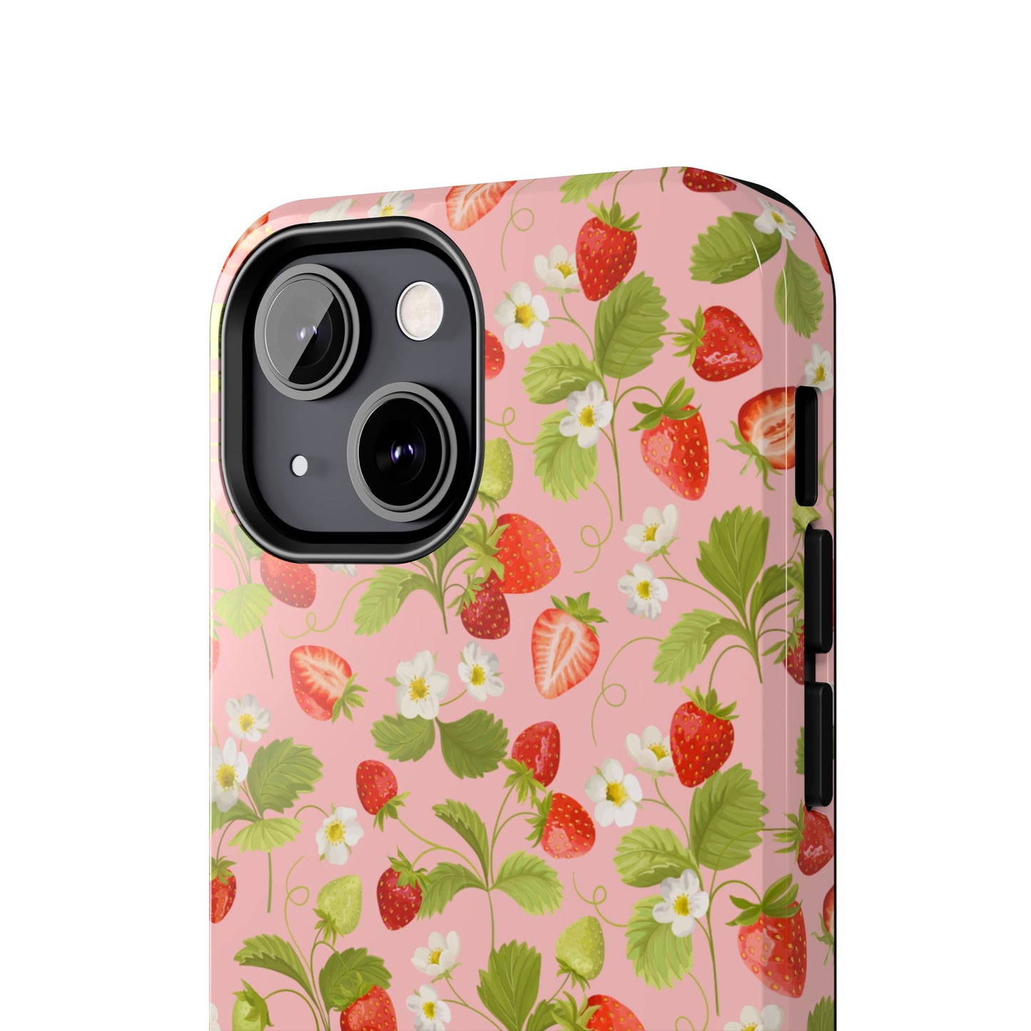 Strawberry Floral Tough Phone Case, Cute Phone Cover, Nature Lovers Gift, Summer Vibe, Durable Phone Protector, Trendy Tech Accessory