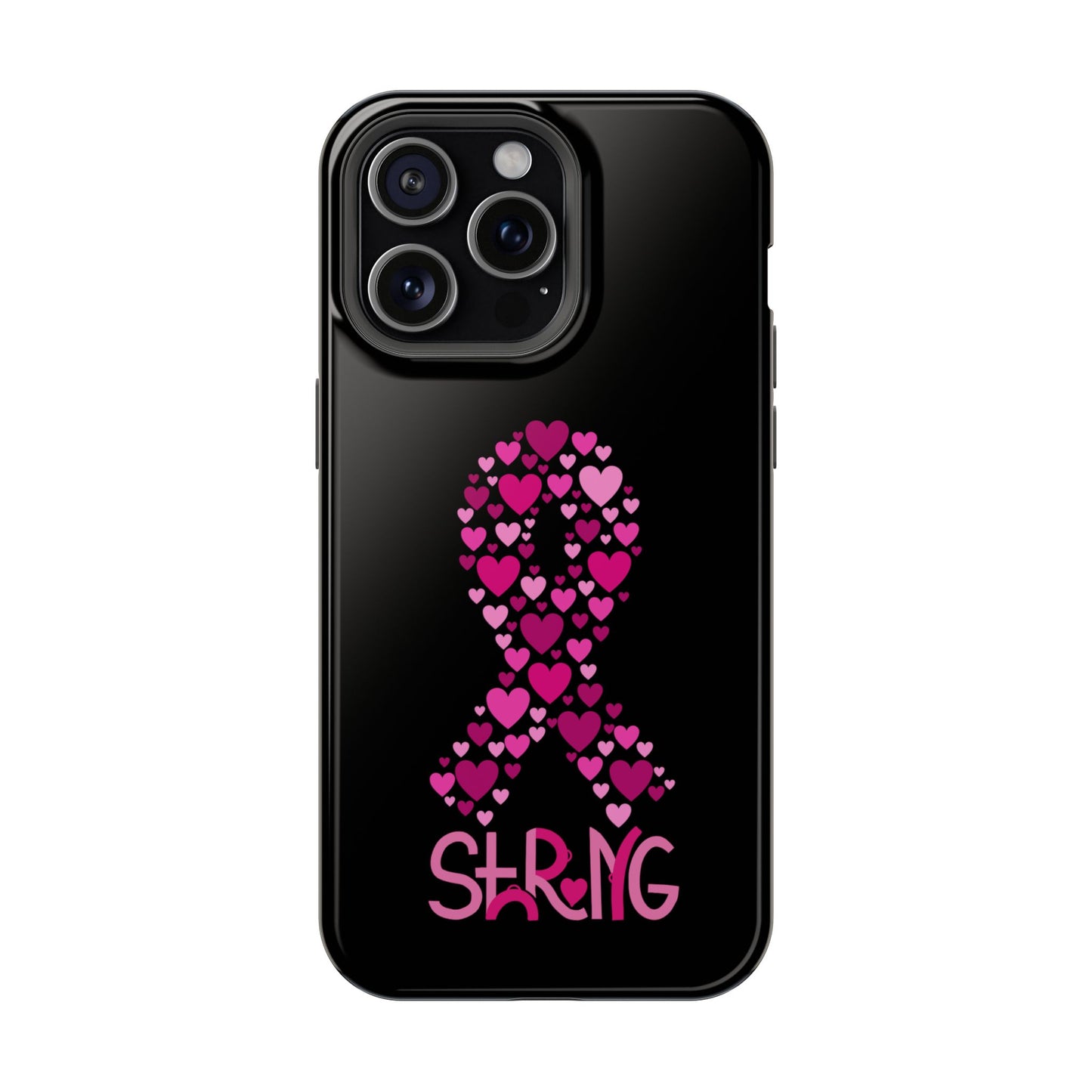 Pink Ribbon Magnetic Phone Case - Strong Heart Design, Cancer Awareness, Gift for Supporters for IPhone
